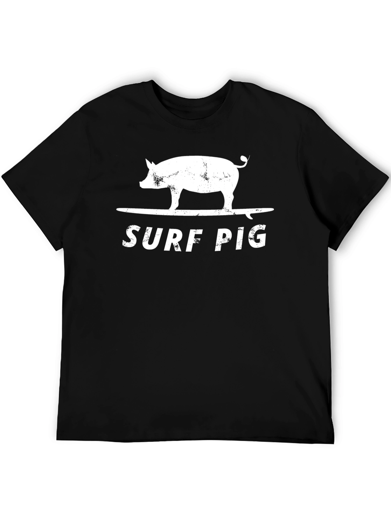 Black Surf Pig T-Shirt - Funny Graphic Tee for Beach Lovers view 5