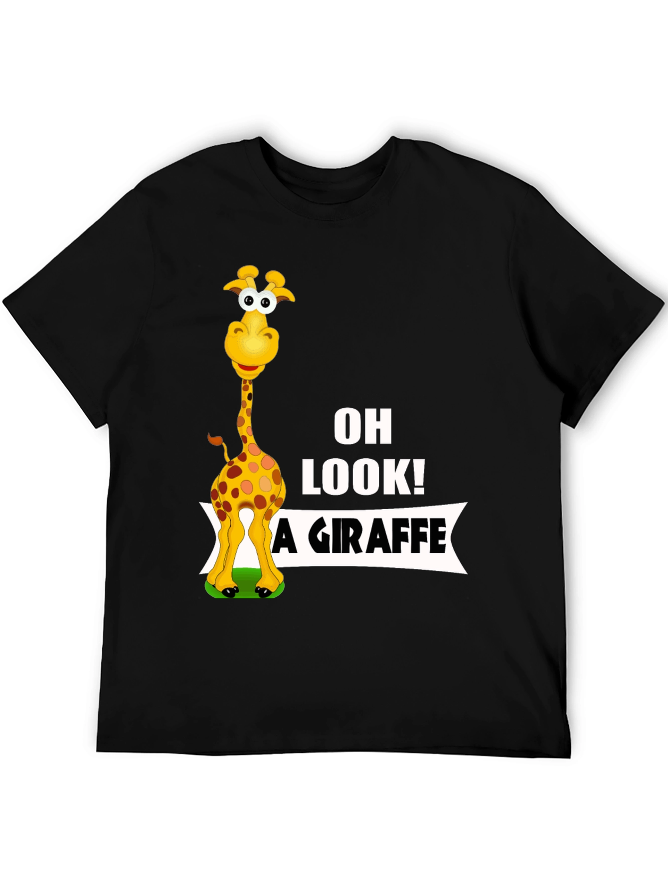 Black Funny Giraffe Graphic Tee - Oh Look! A Giraffe T-Shirt view 5