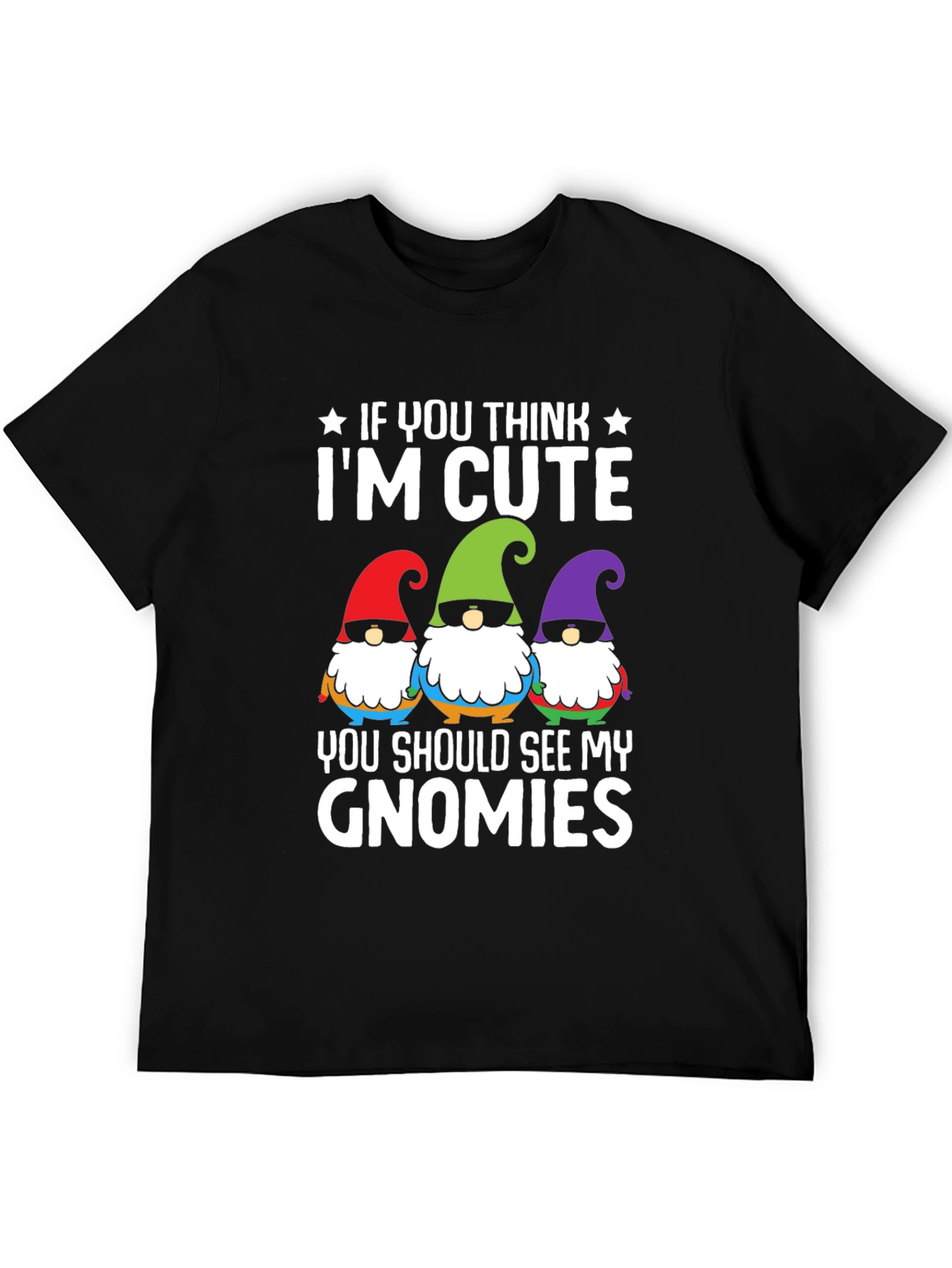Black Cute Gnomies Graphic T-Shirt view 5