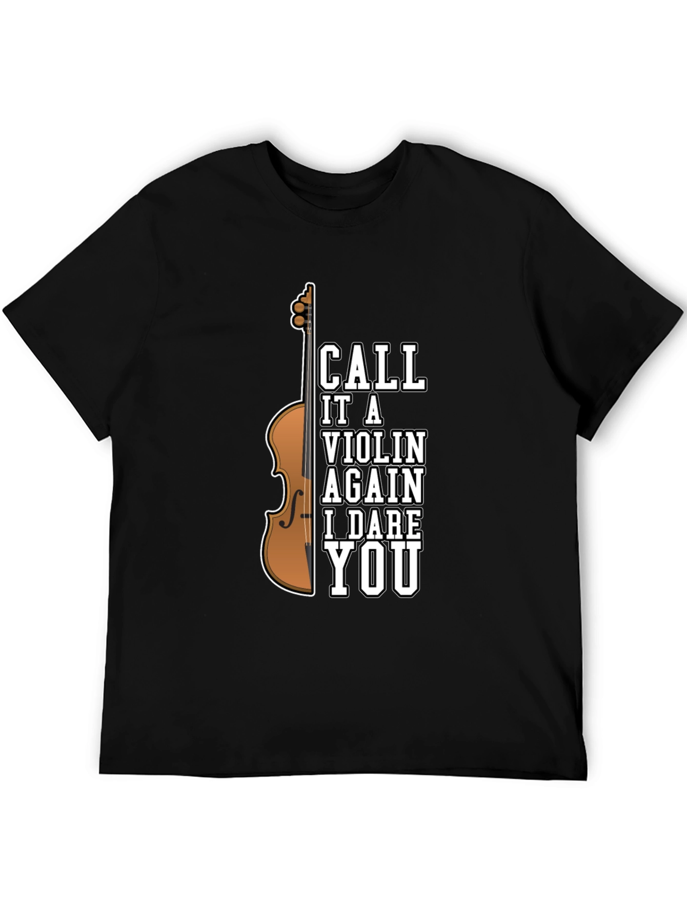 Black Dare You Violin T-Shirt - Humorous Musician Tee view 5