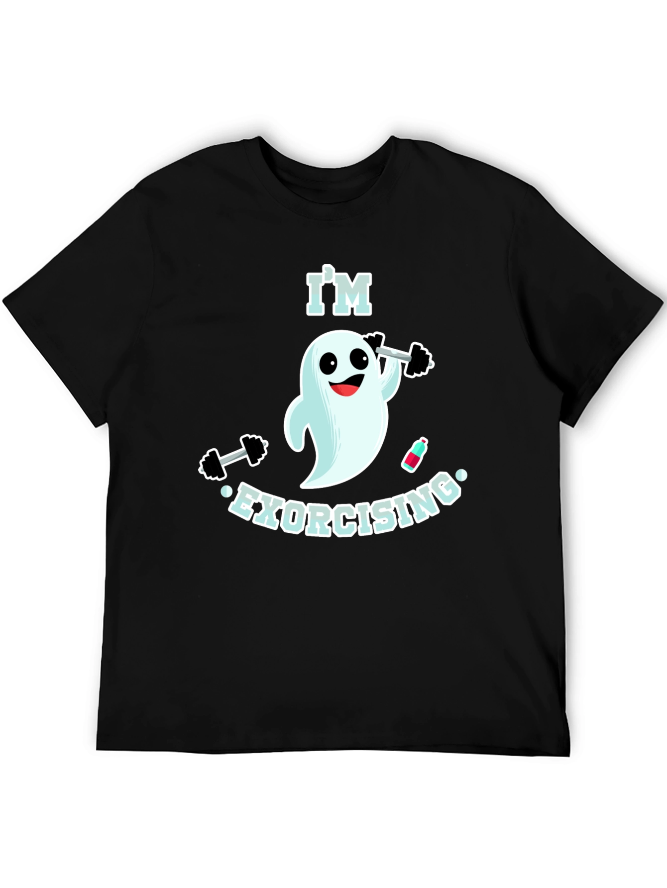 Black I'm Exorcising Funny Ghost Gym T-Shirt view 5