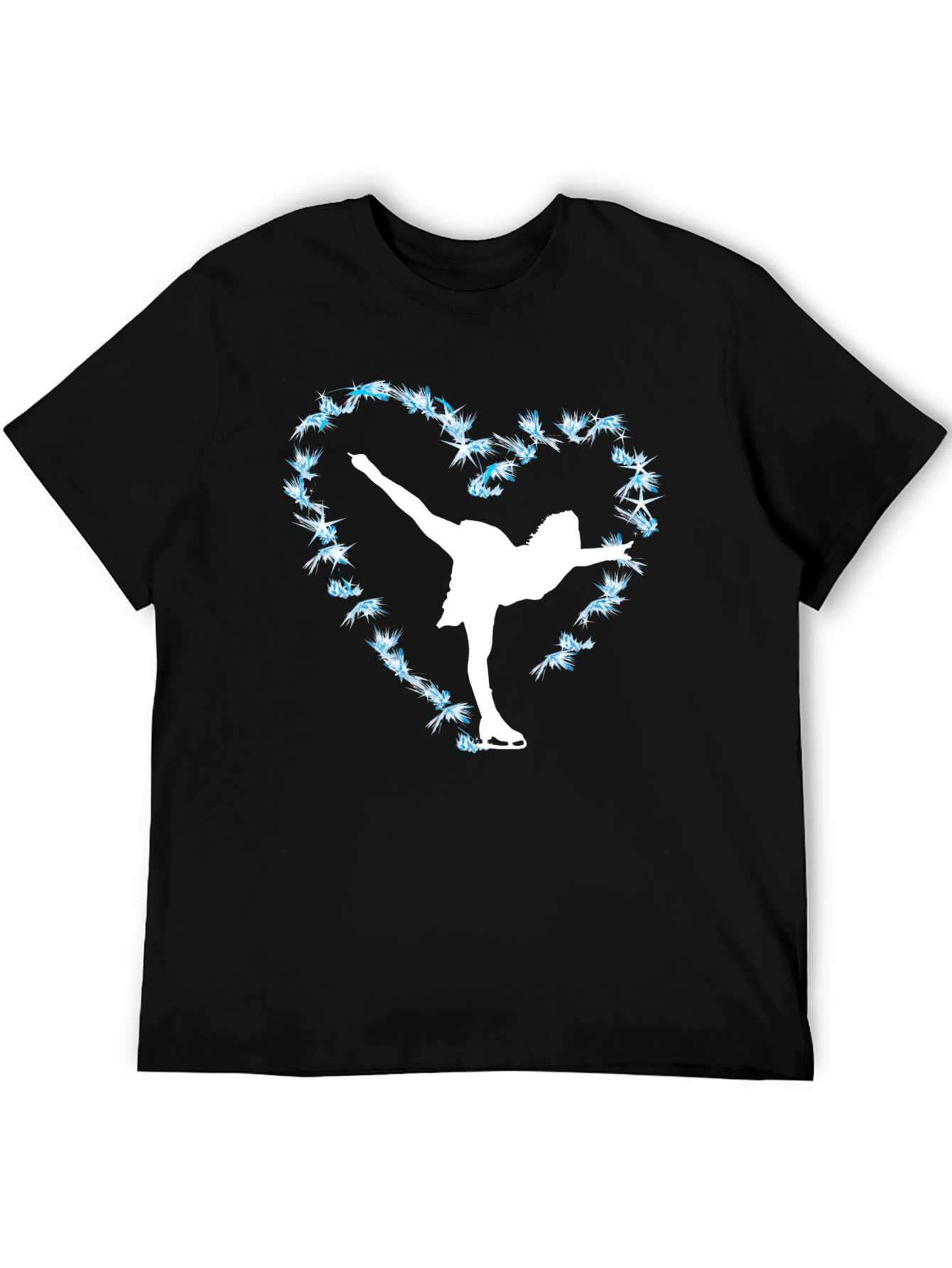 Black Figure Skating Heart Tee - Ice Skater T-Shirt view 5