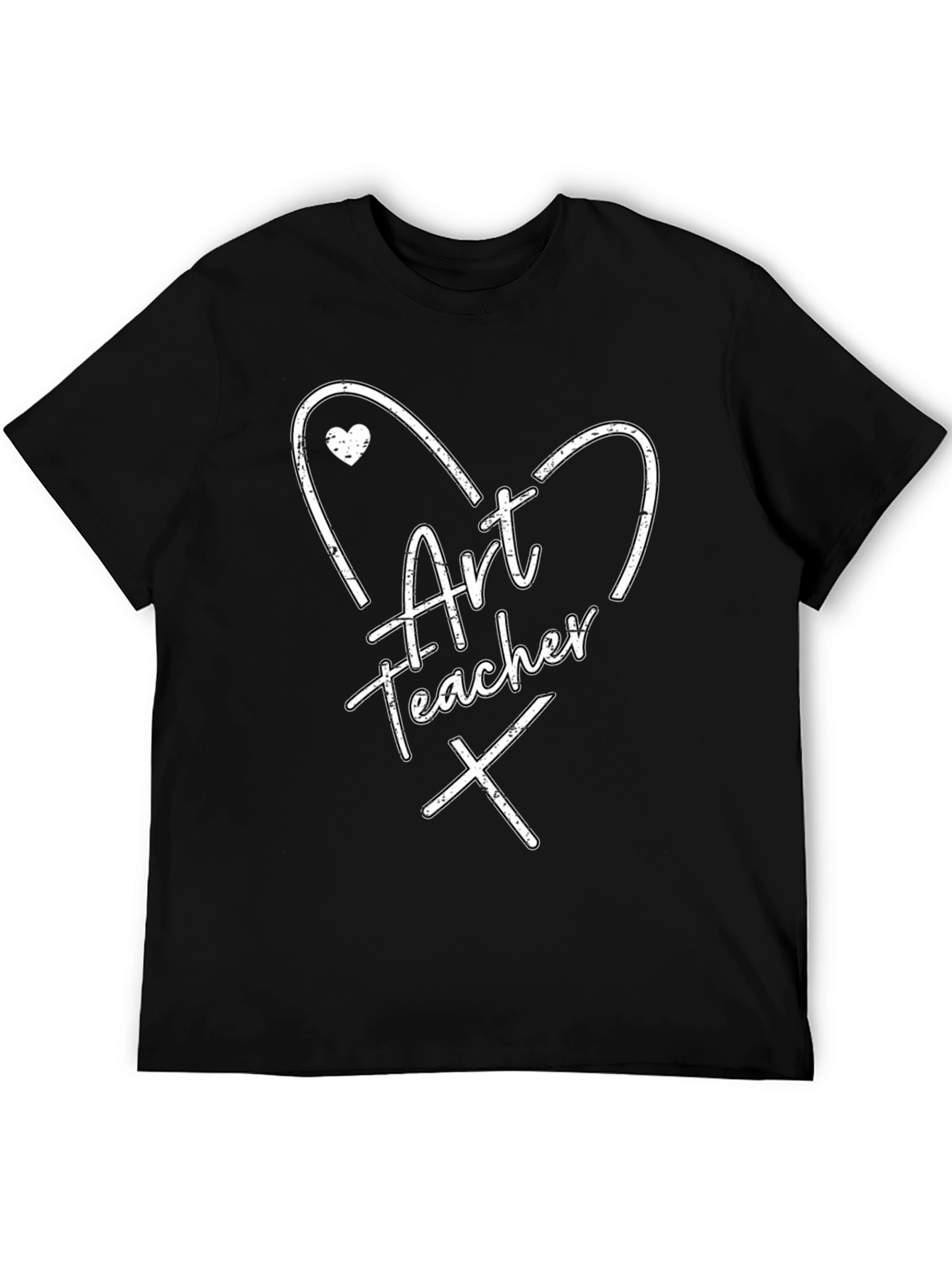 Black Art Teacher Heart Graphic Black T-Shirt view 5