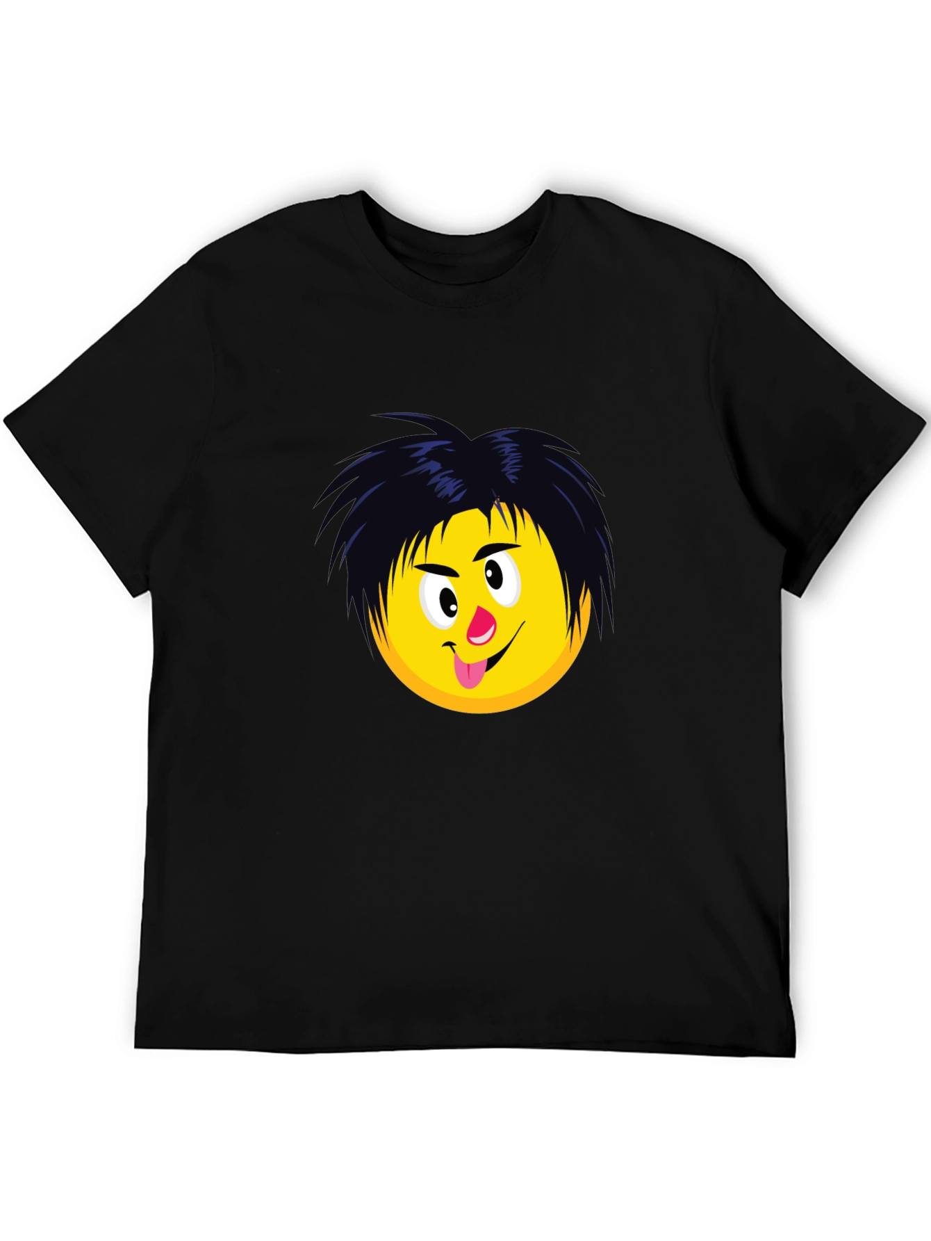 Black Funny Emoji Graphic T-Shirt - Black view 5