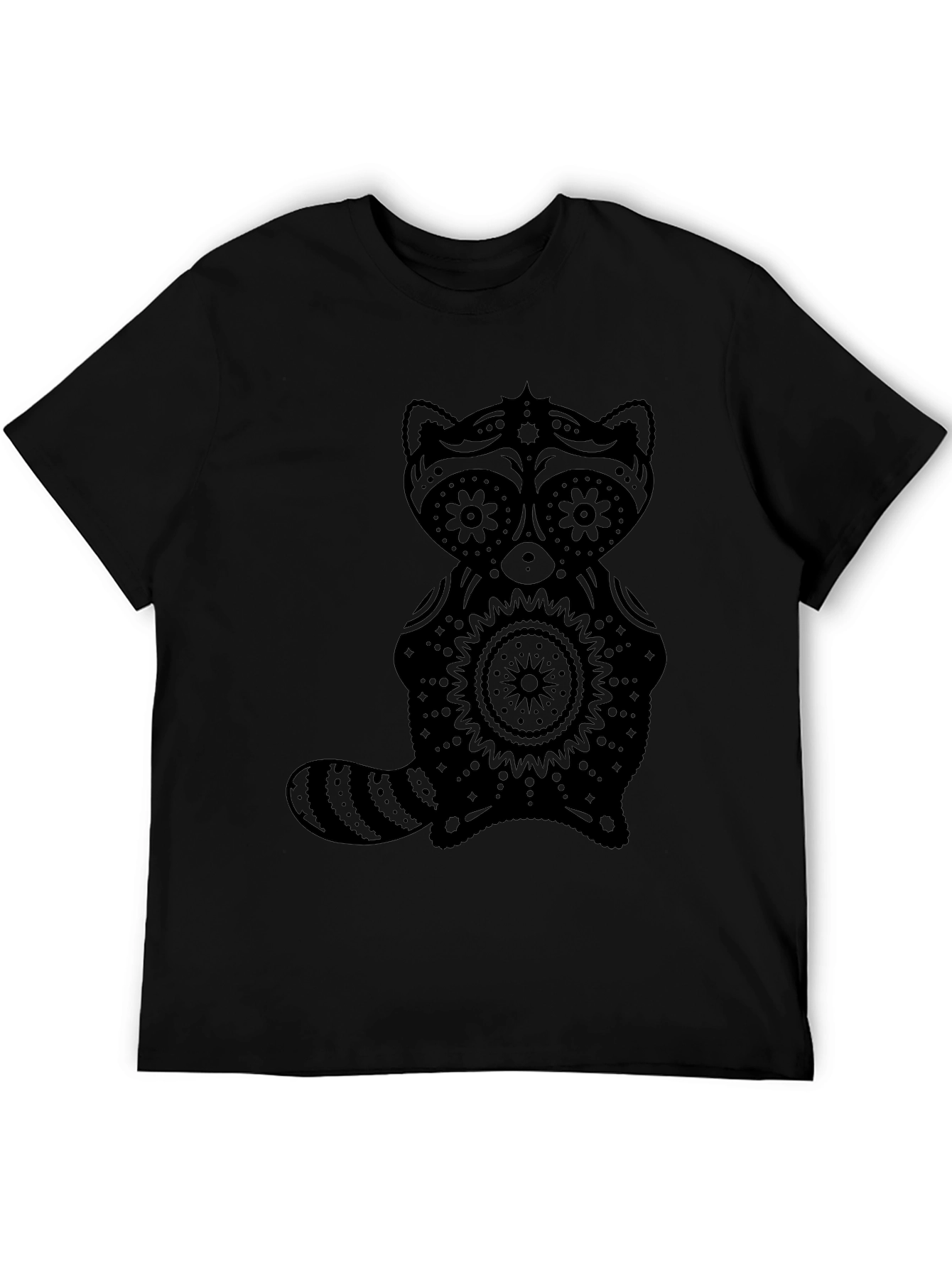 Black Sugar Skull Raccoon Graphic T-Shirt - Black view 5