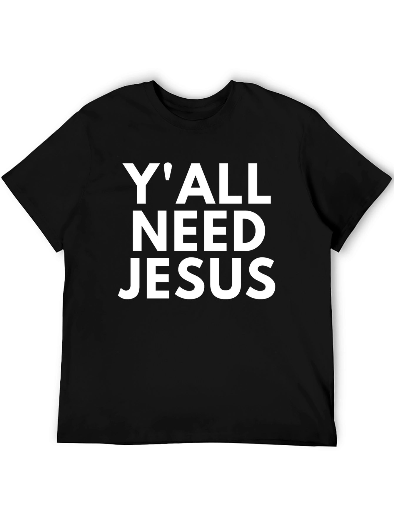 Black Y'ALL NEED JESUS Black Graphic T-Shirt view 5