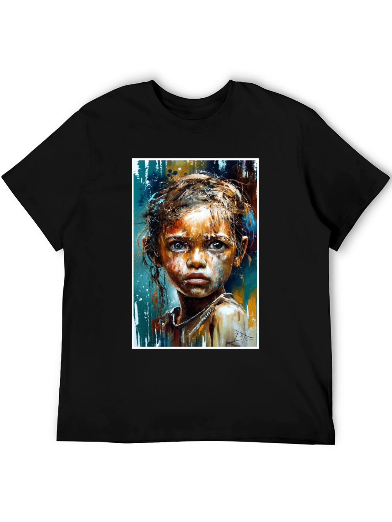 Expressive Girl Portrait Tee - Unique Art - 5