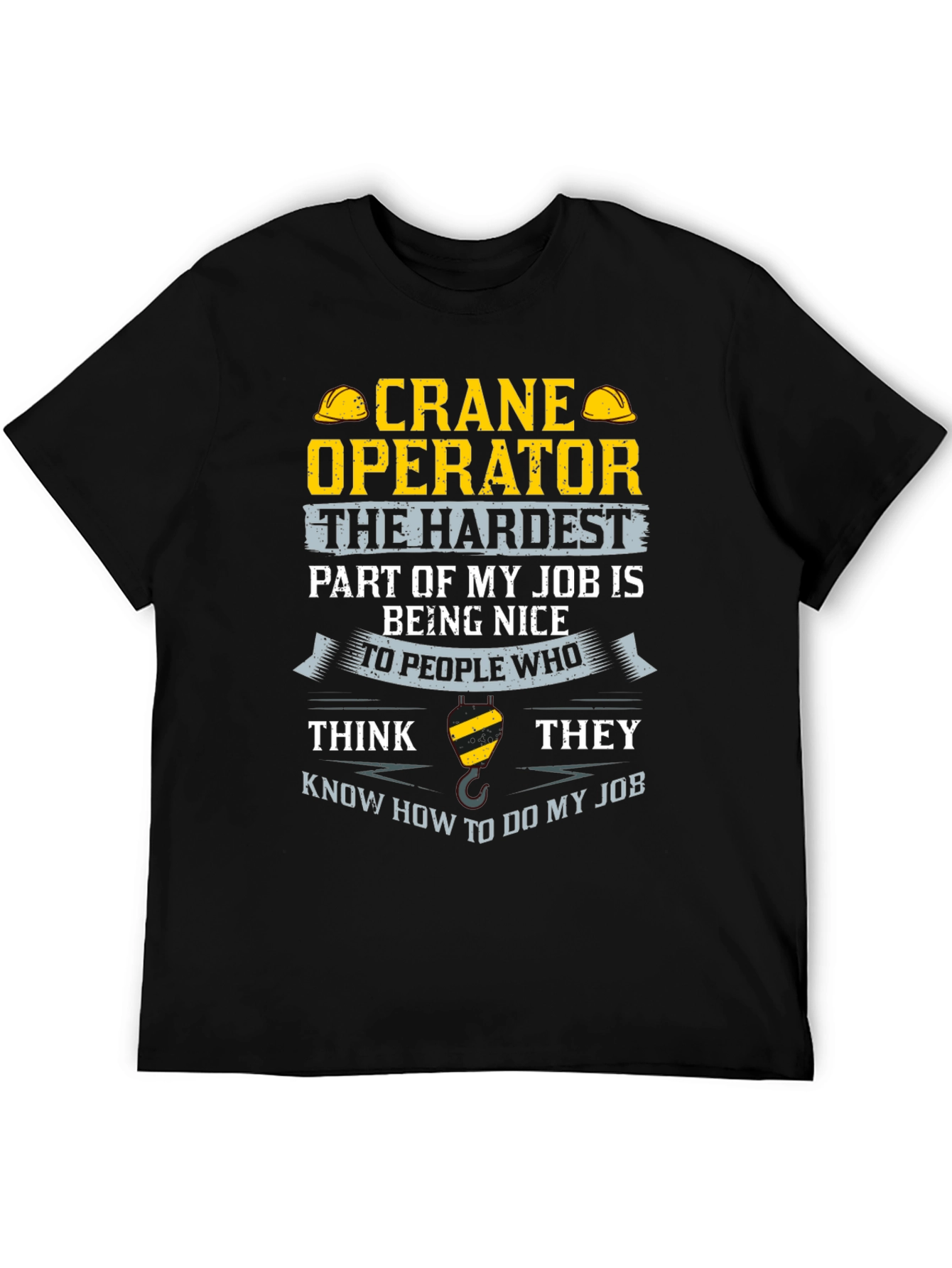 Black Crane Operator T-Shirt - Funny Job Tee view 5