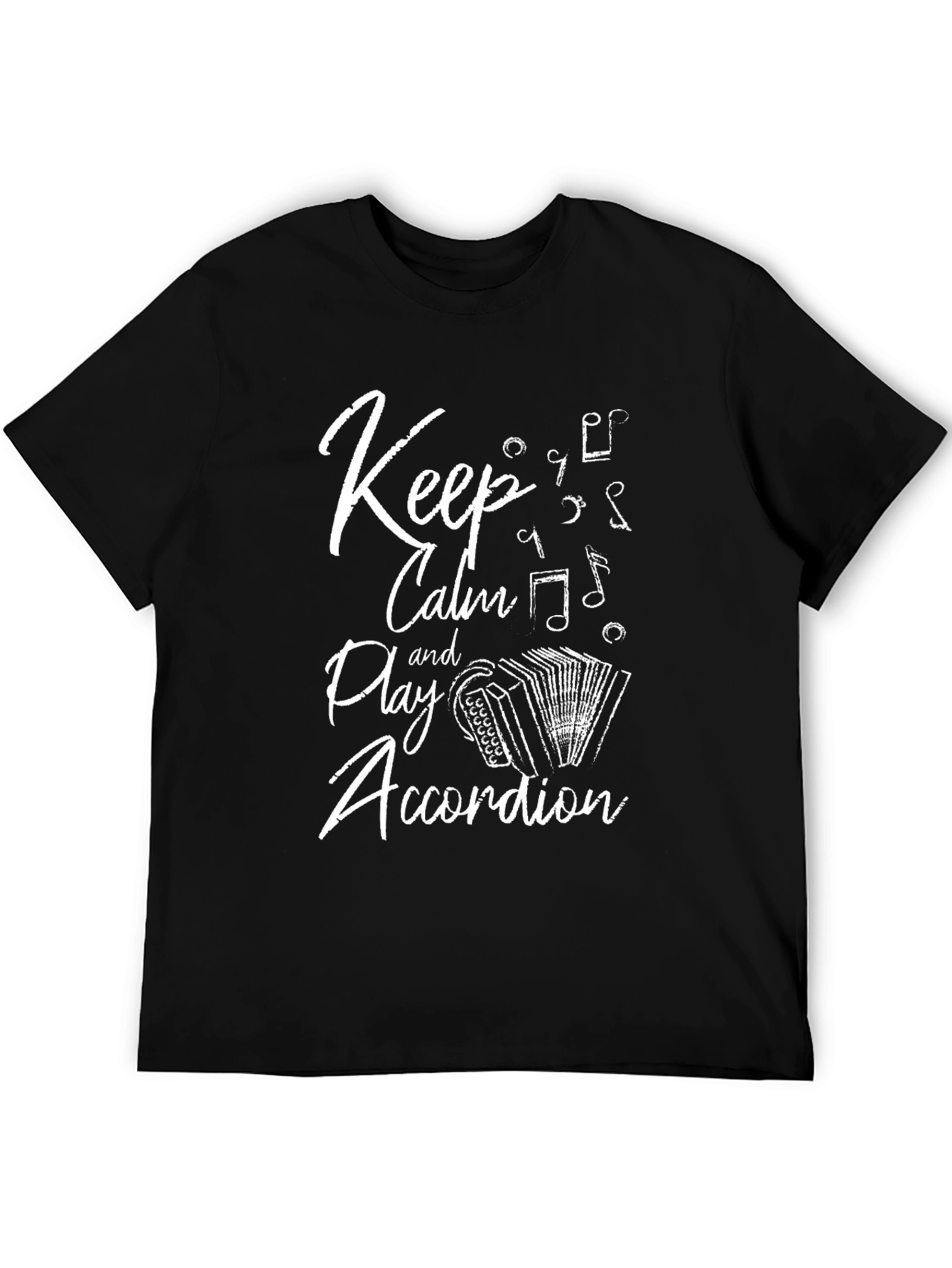 Black Keep Calm Play Accordion Black T-Shirt view 5
