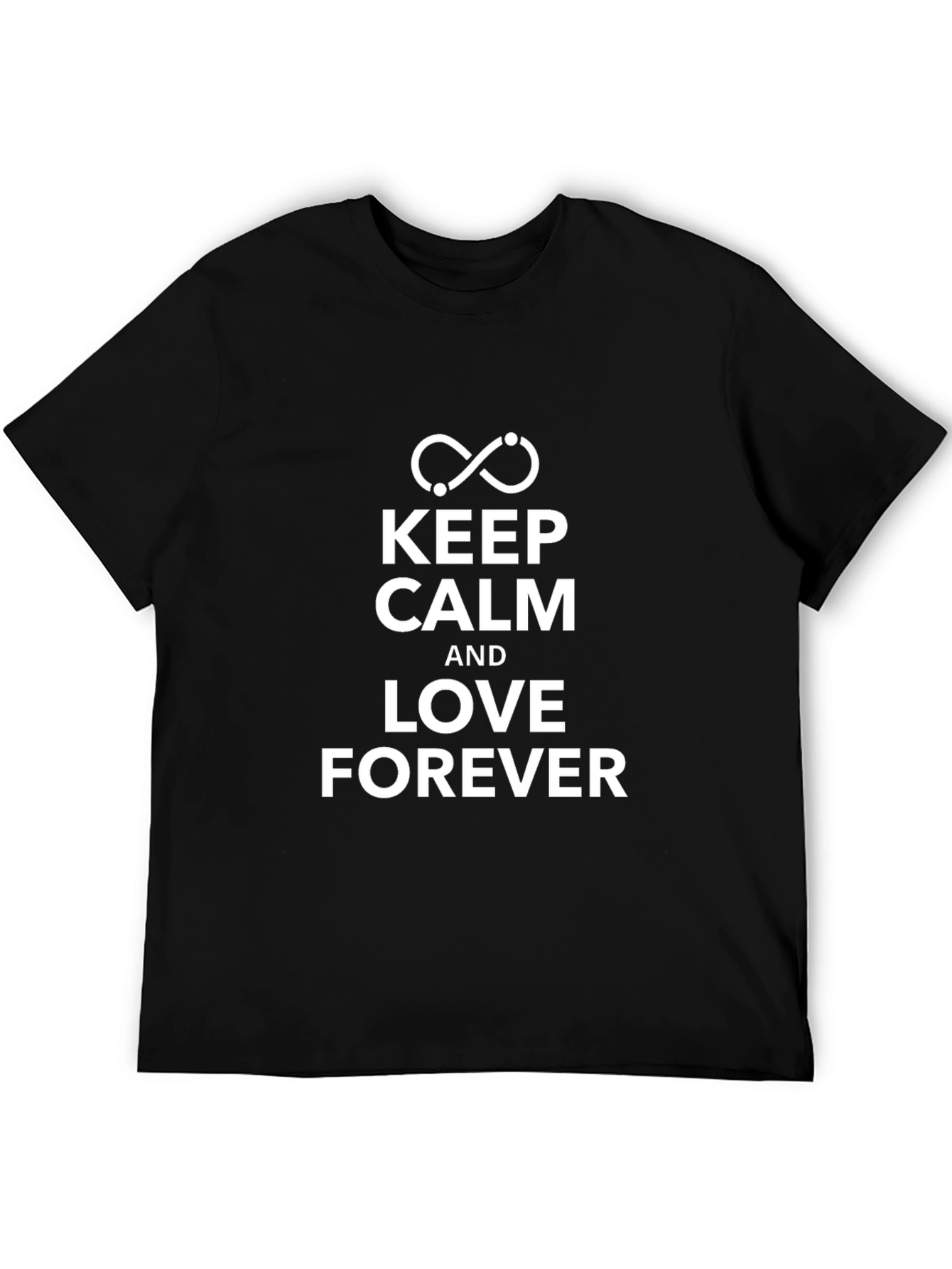 Black Keep Calm Love Forever Black T-Shirt view 5
