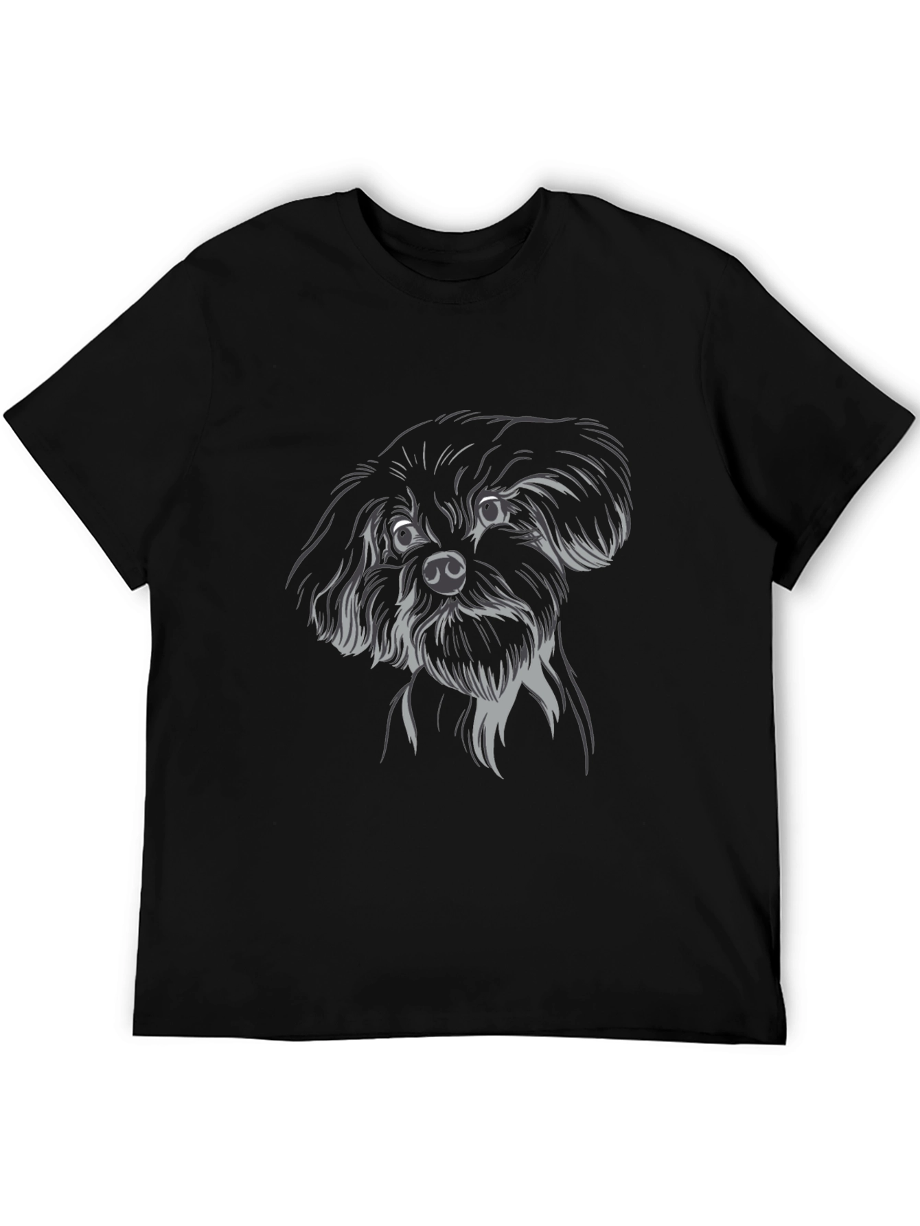 Black Dog Sketch Black T-Shirt view 5