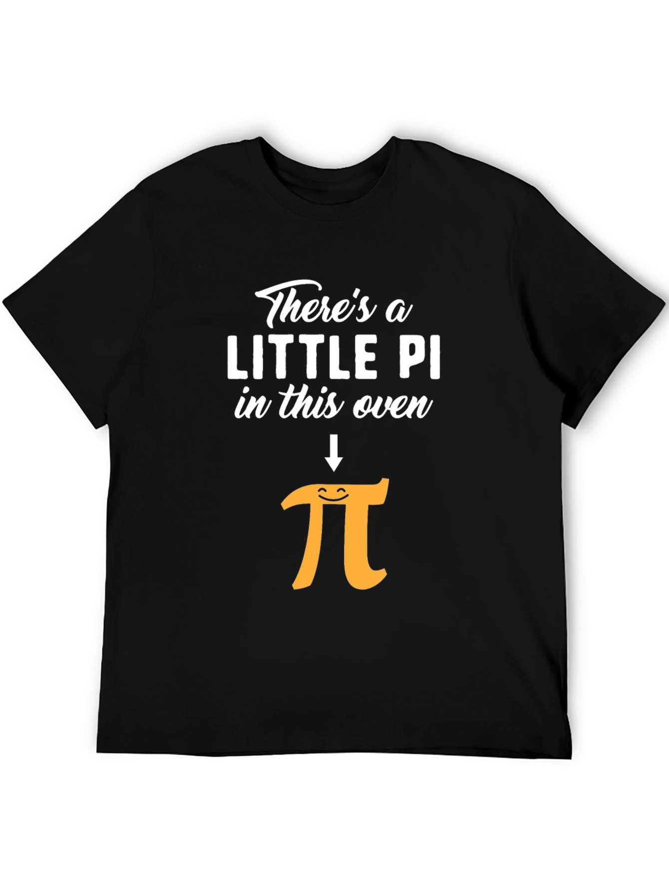 Black Funny "Little Pi in This Oven" Pregnancy Announcement Shirt view 5