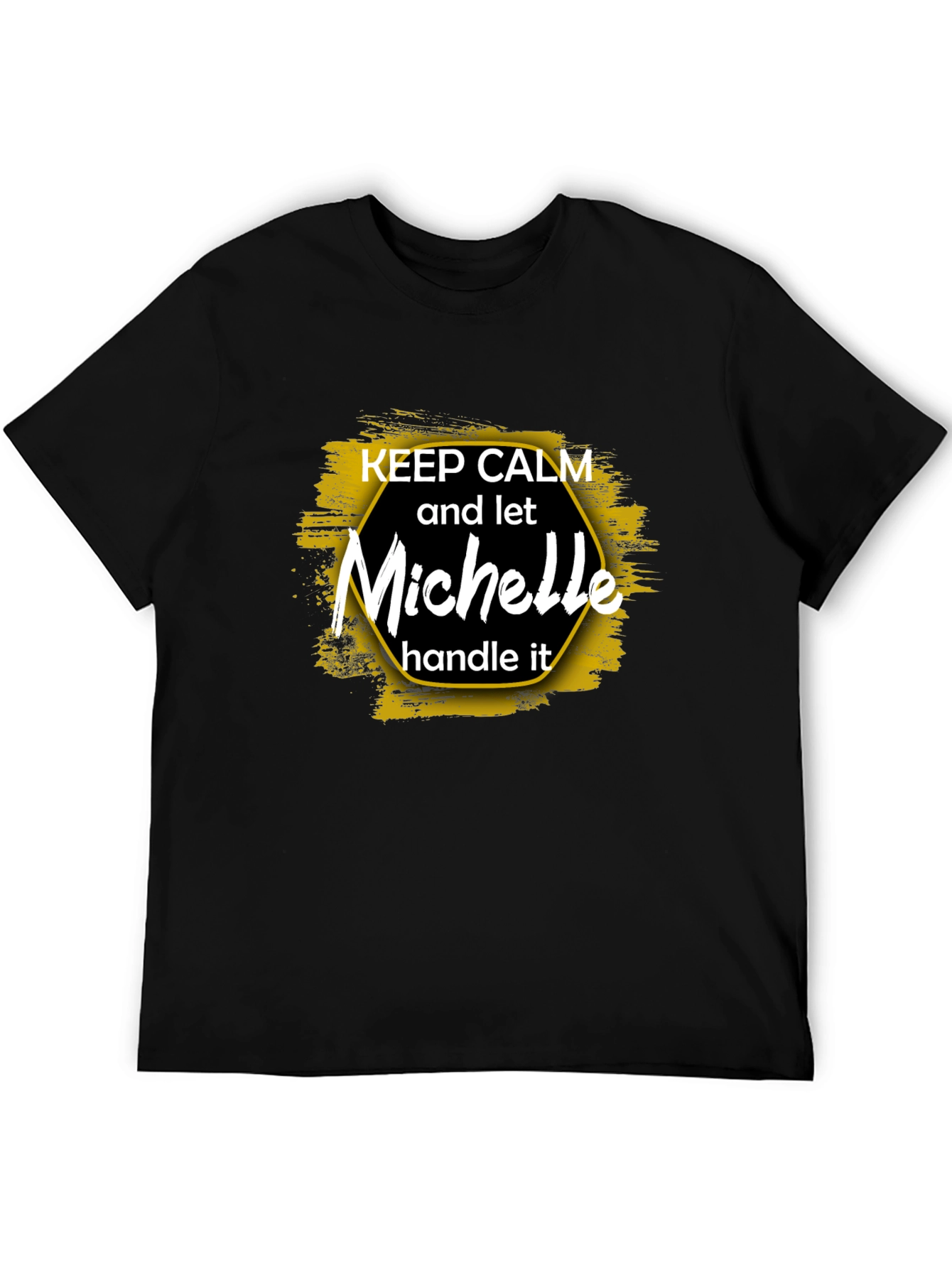 Black Keep Calm Michelle T-Shirt, Funny Personalized Name Tee view 5