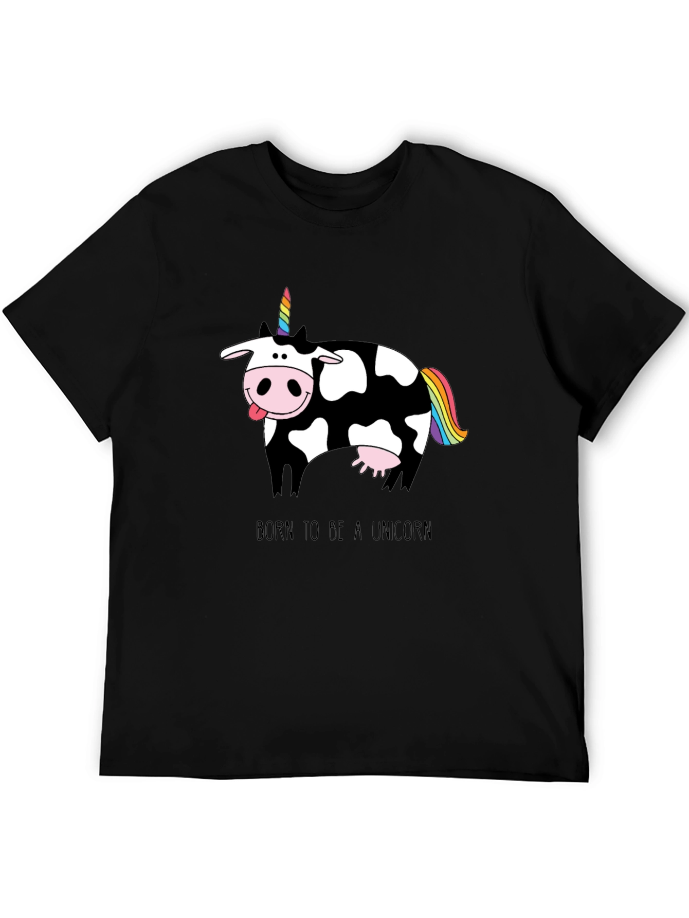 Black Funny Cow Unicorn T-Shirt - Born to Be a Unicorn view 5