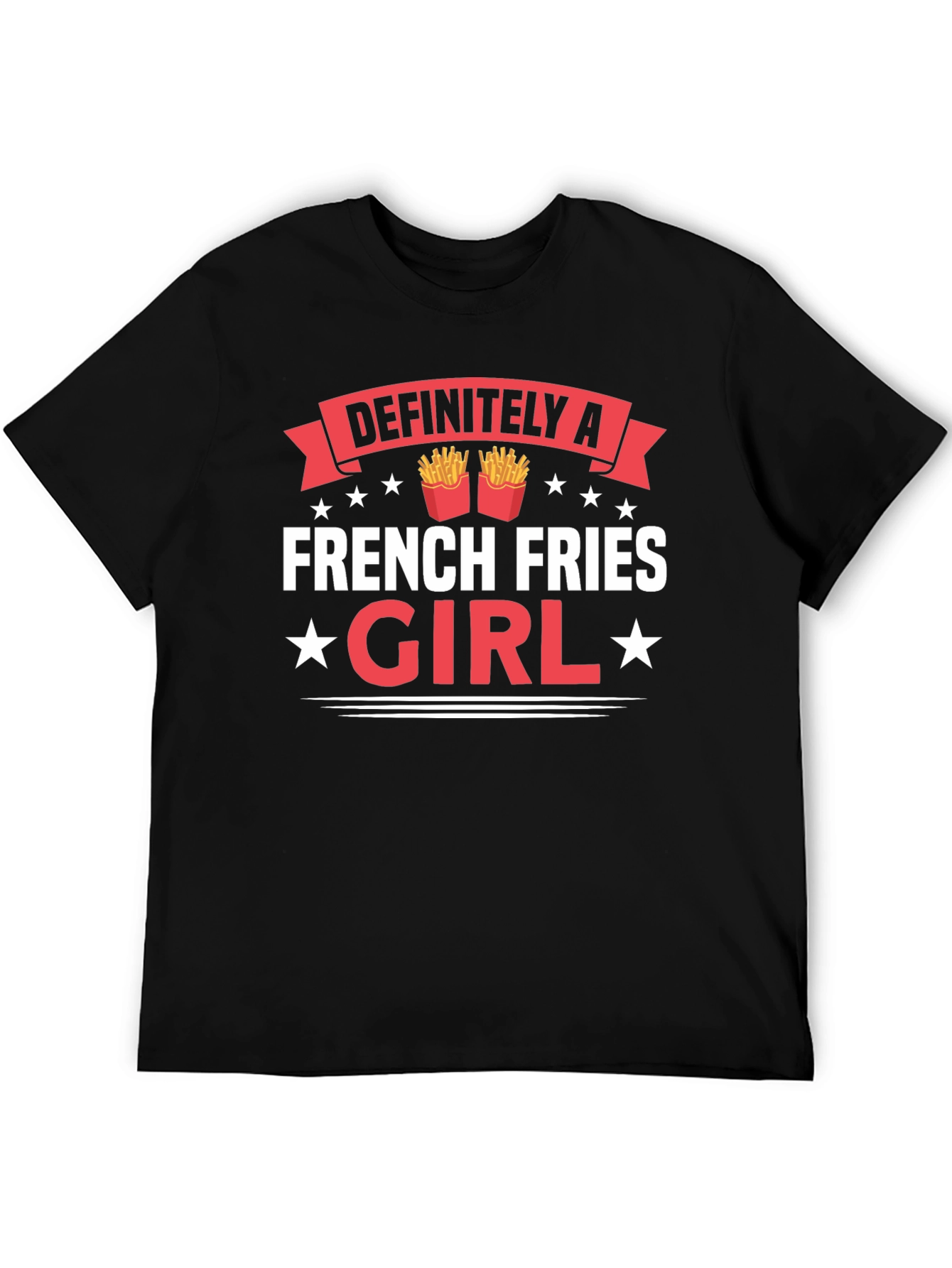 Black Funny French Fries Girl T-Shirt - Foodie Tee view 5