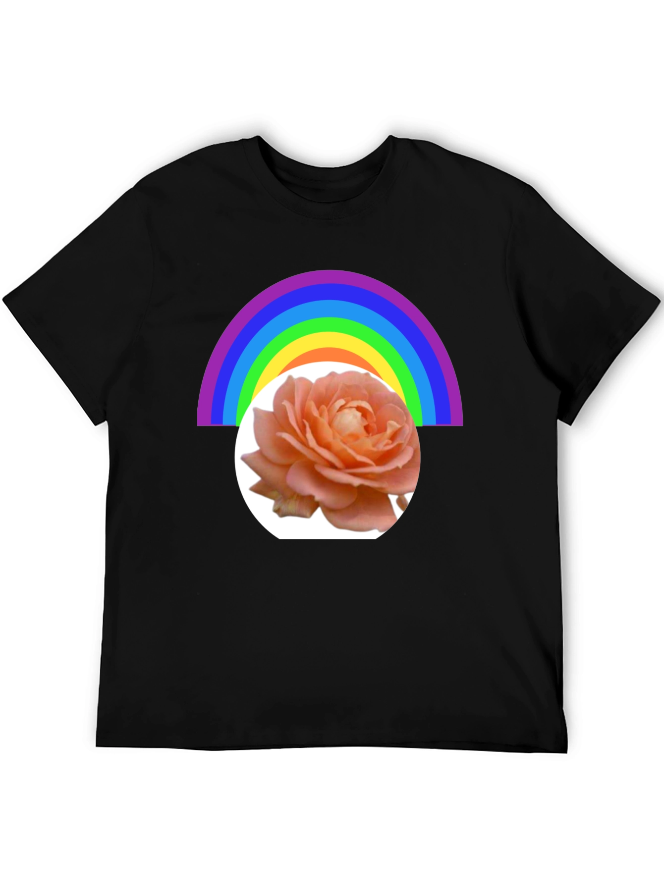 Black Rainbow Rose Graphic Tee - Stylish Casual Wear view 5