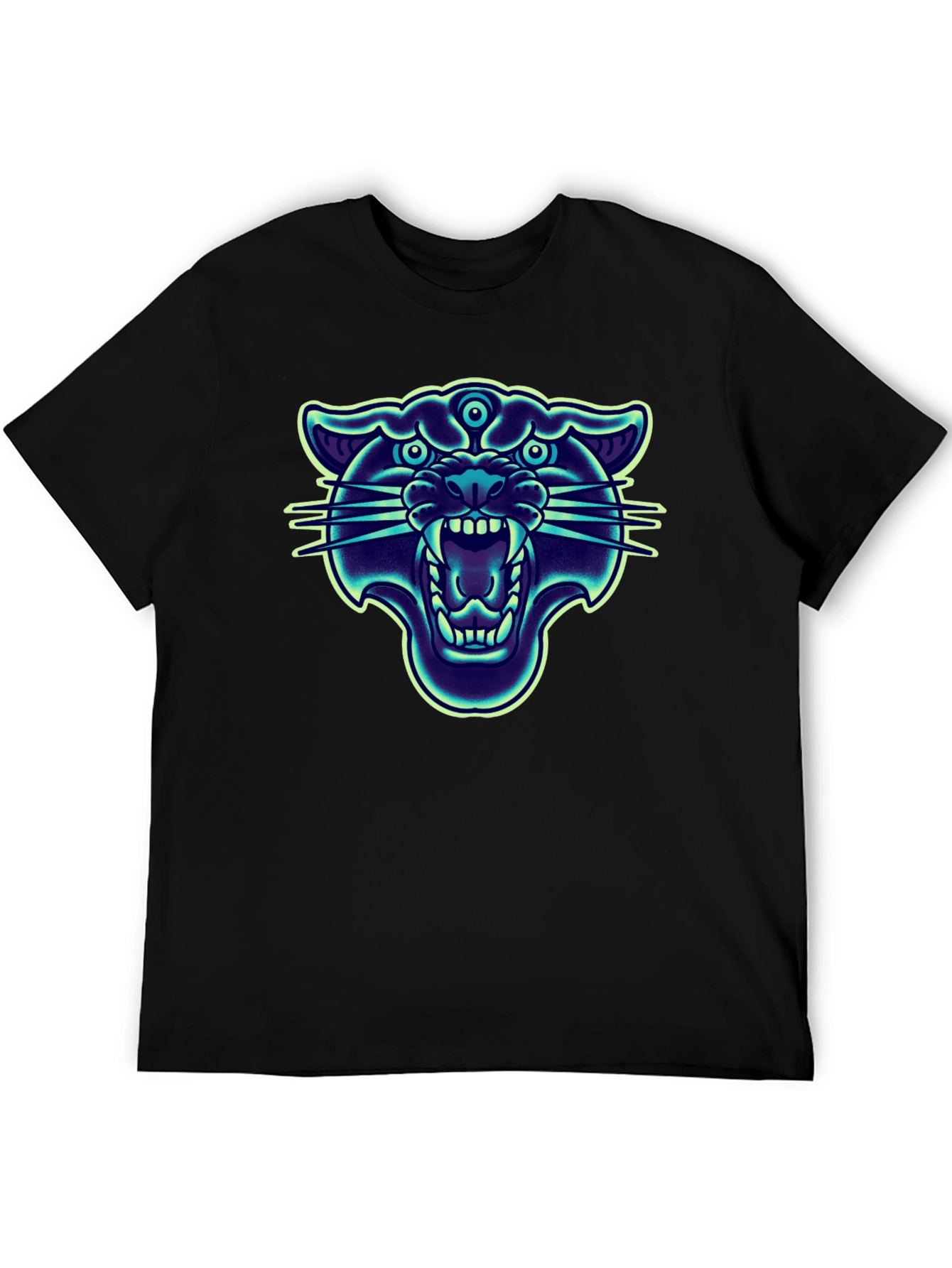 Black Mystic Panther Graphic Tee - Black Cotton Blend view 5
