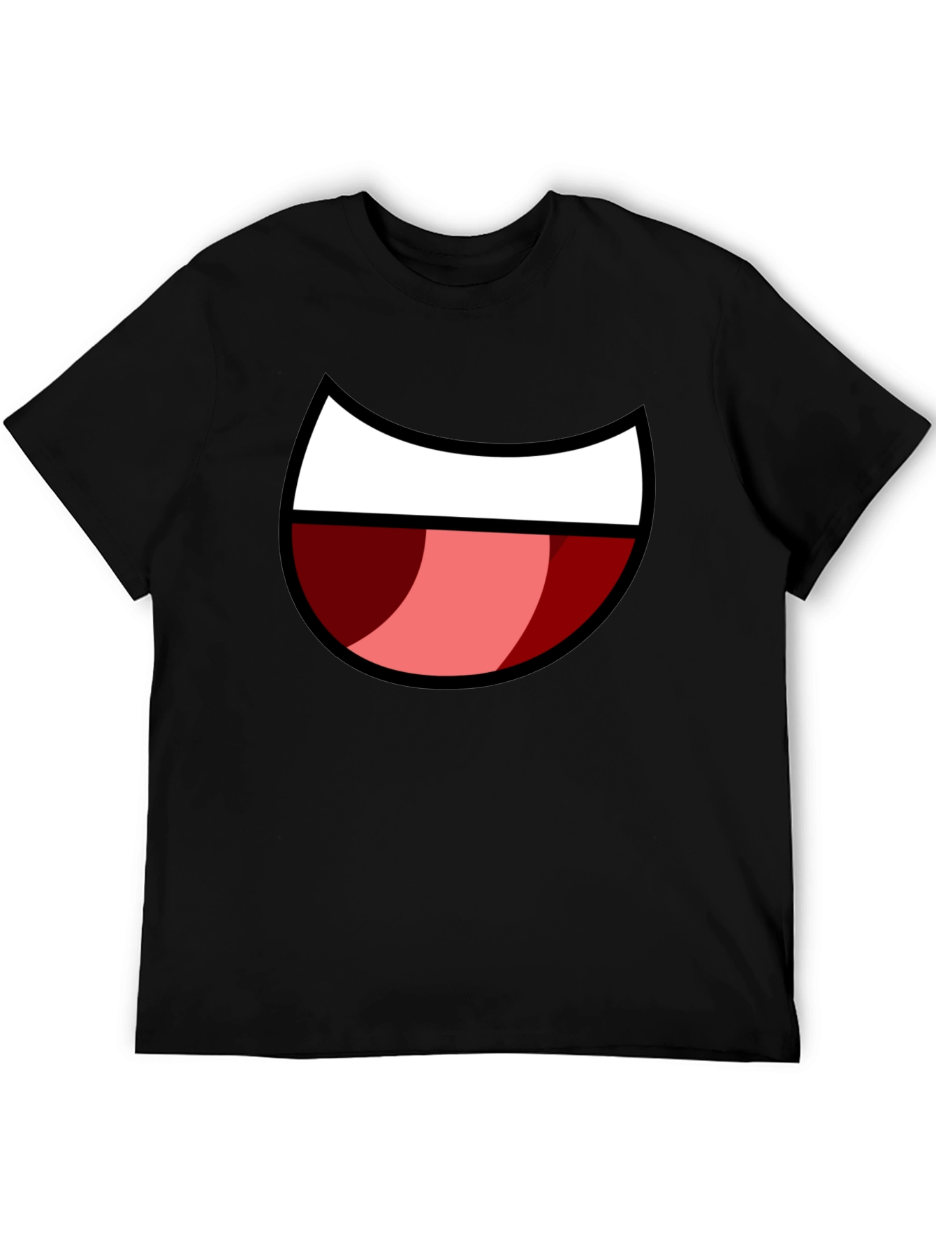 Black Cartoon Mouth Graphic Tee - Black Cotton Blend view 5