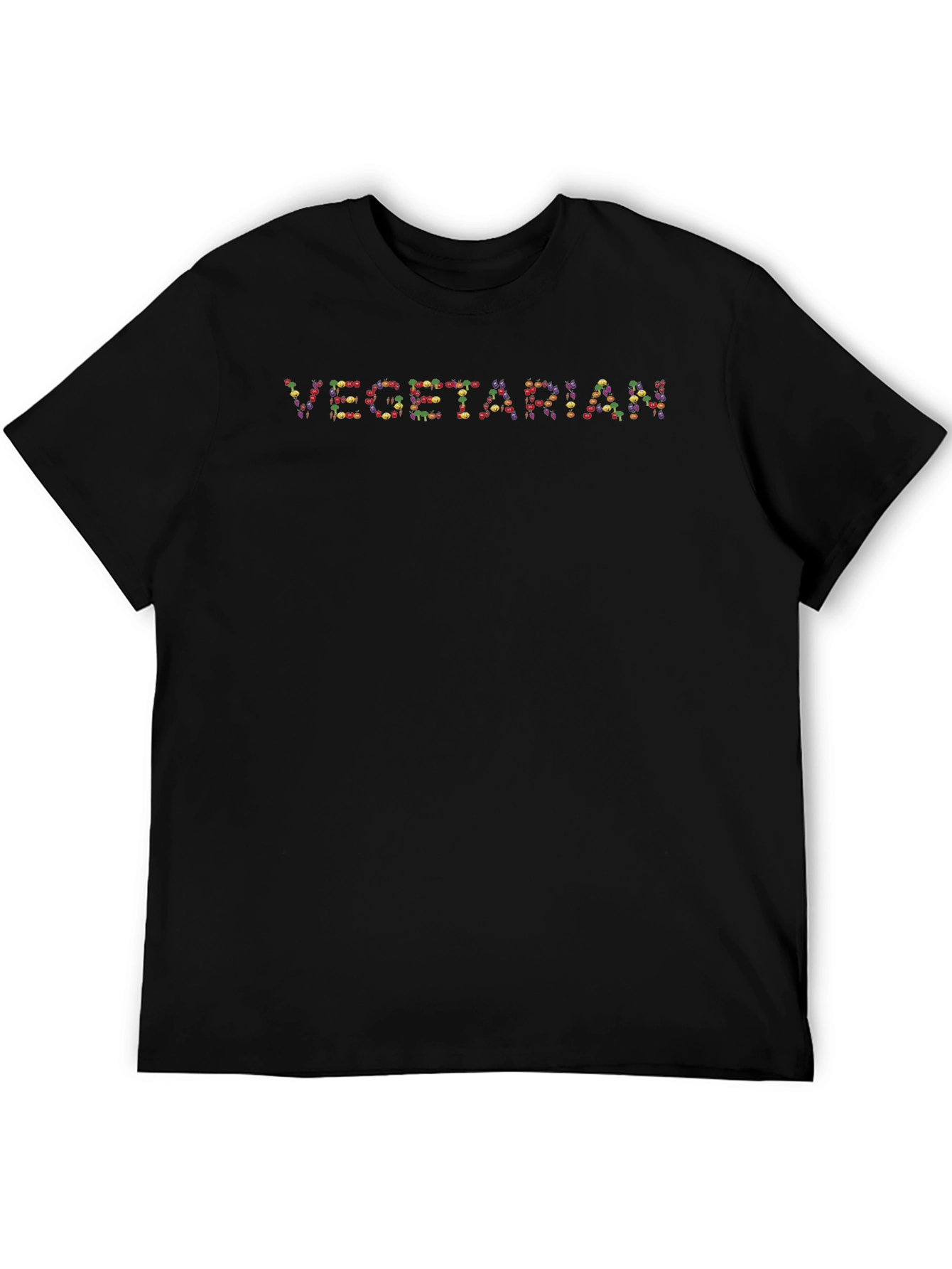 Black Vegetarian Graphic Print Crew Neck T-Shirt view 5