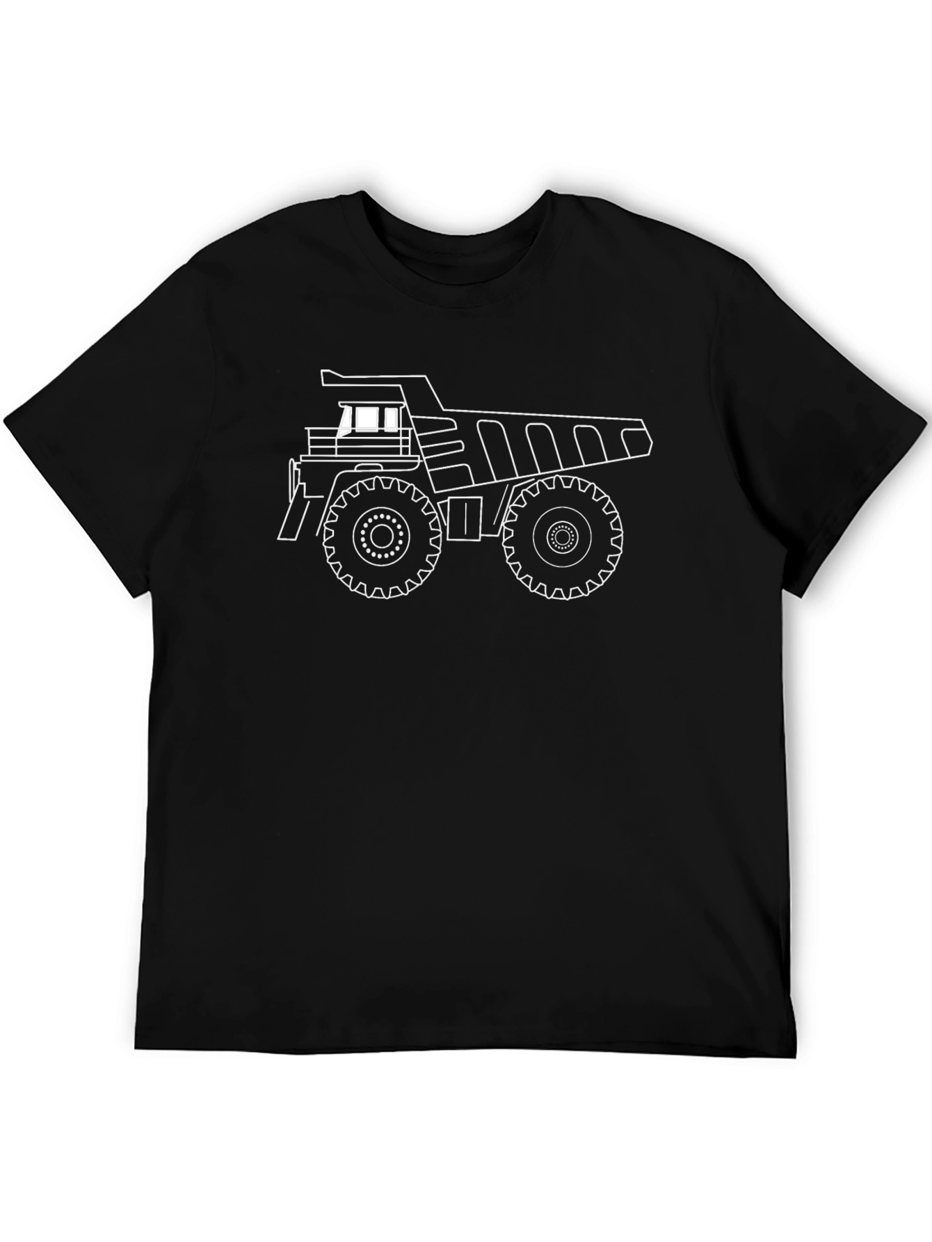 Black Dump Truck Outline Black T-Shirt view 5