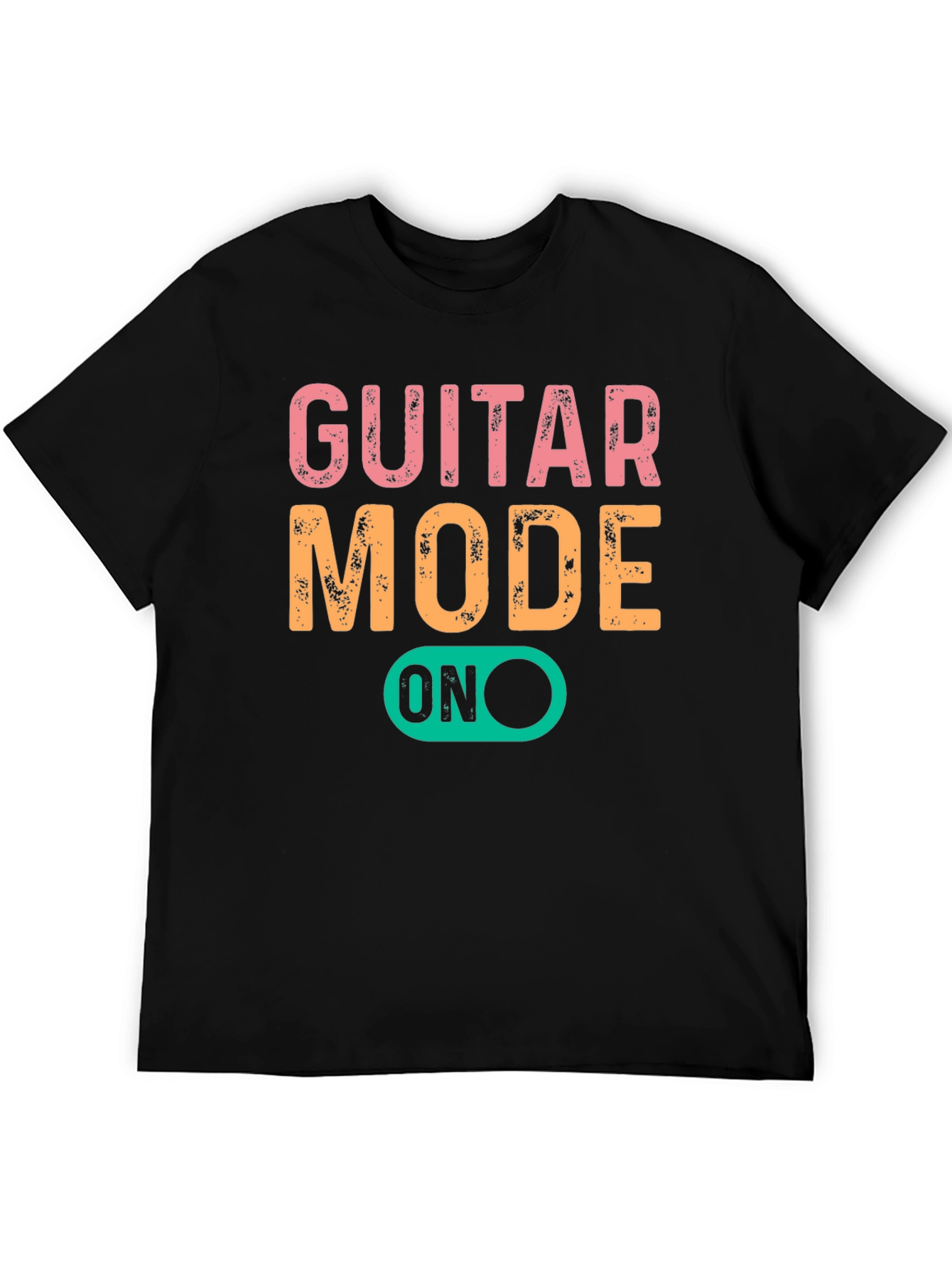 Black Guitar Mode On Graphic Tee - Black Cotton T-Shirt view 5