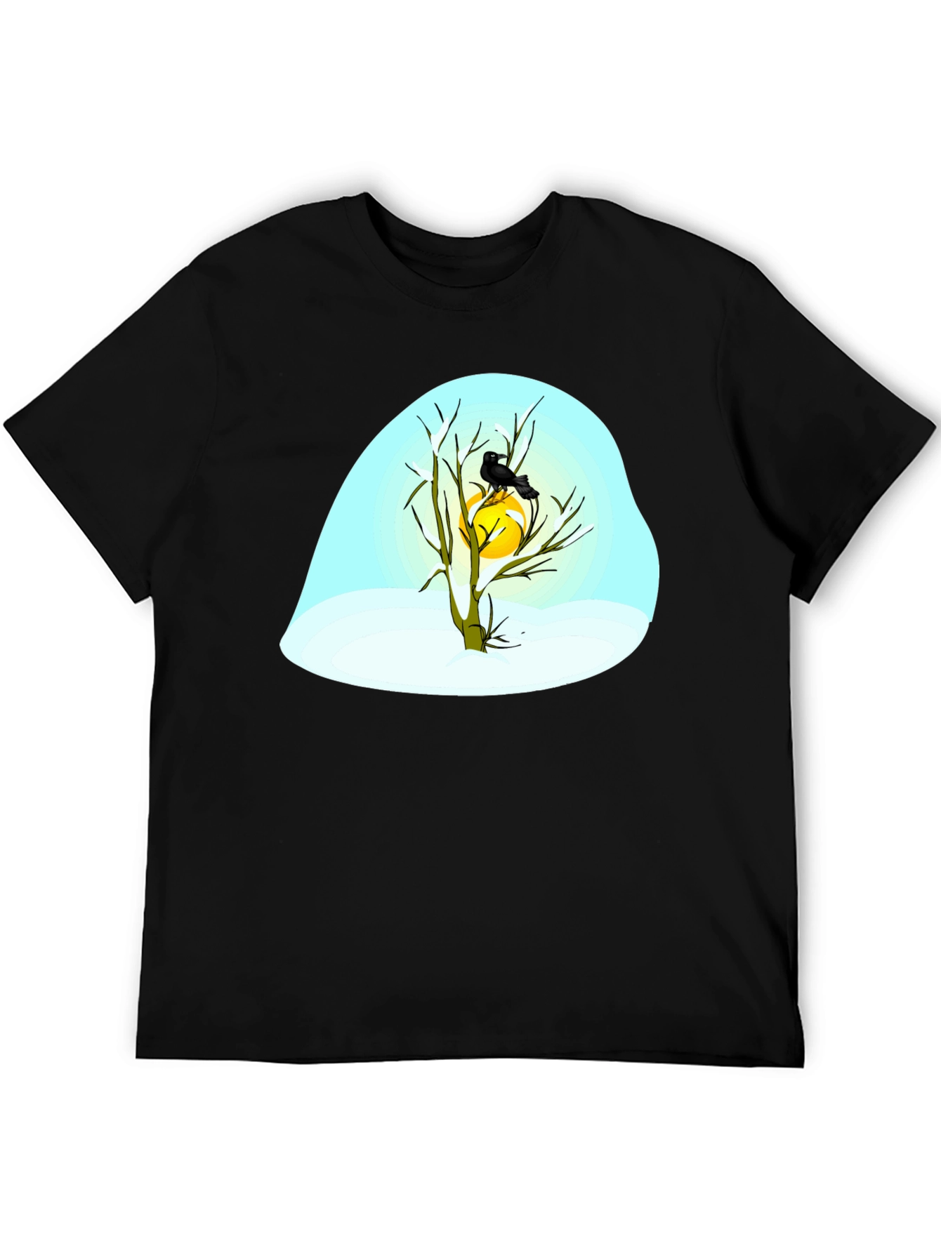 Black Winter Raven Graphic Tee - Black Cotton Blend view 5