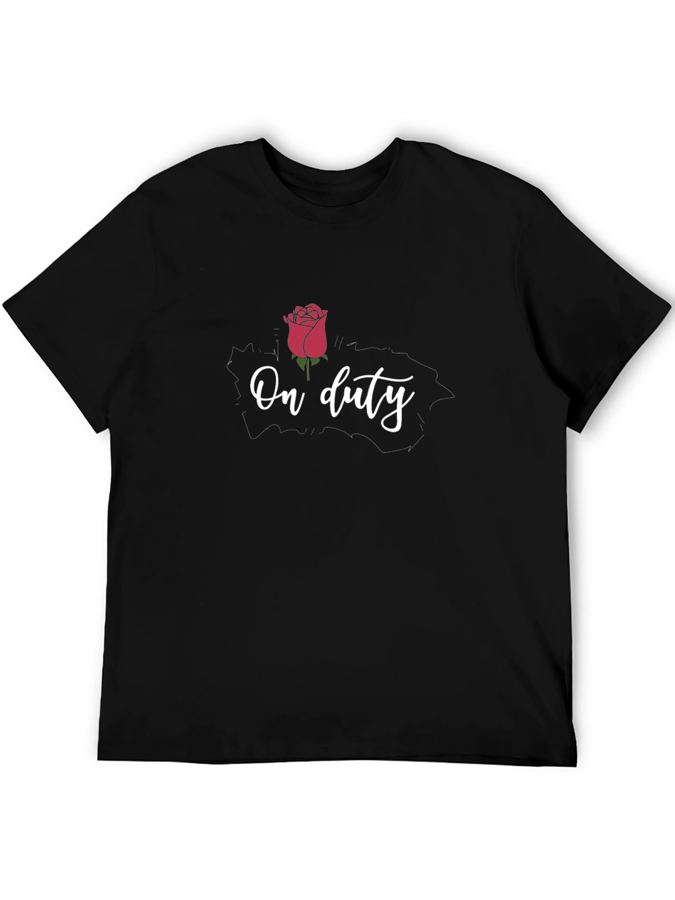 Black On Duty Rose Graphic Tee - Black Casual T-Shirt view 5