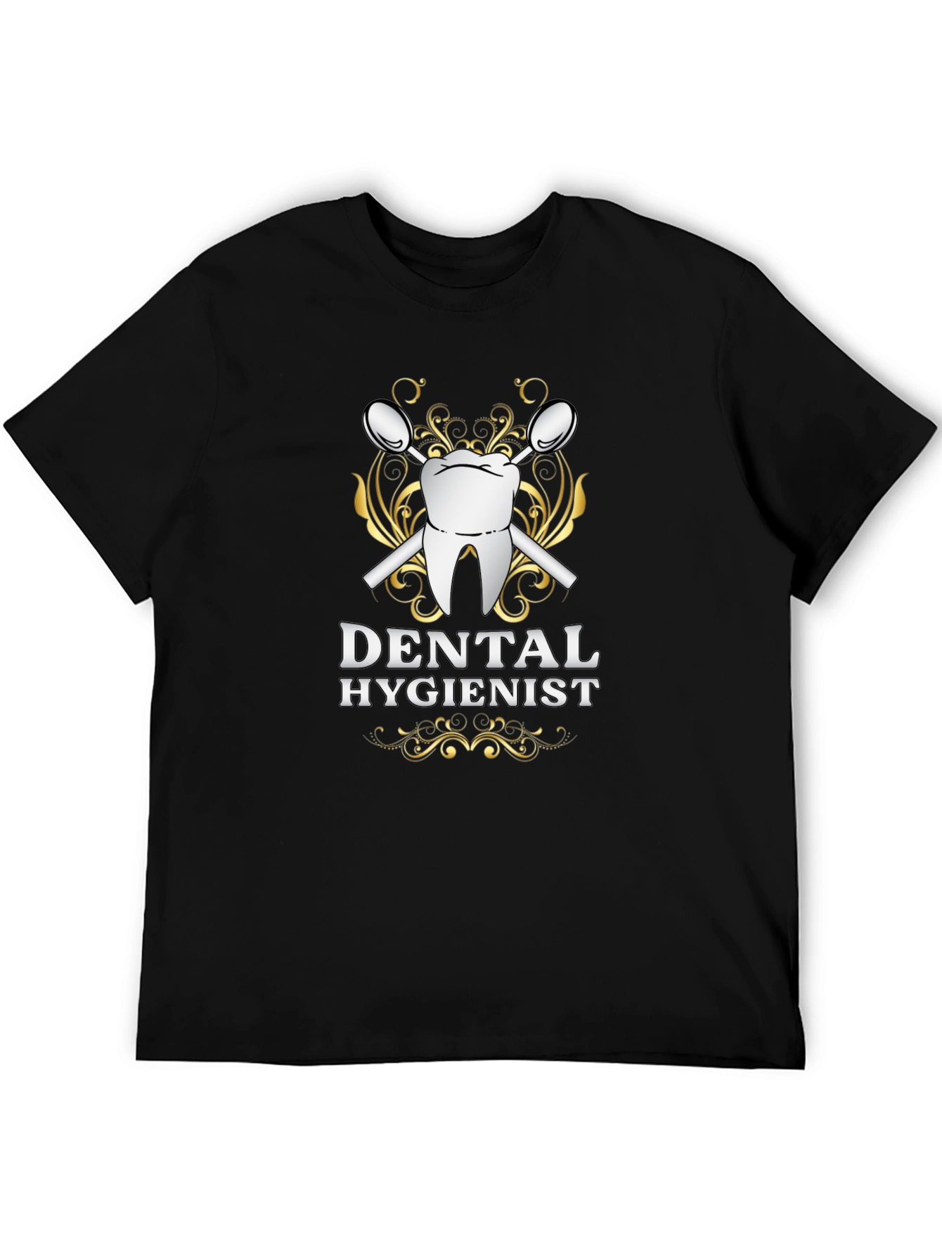 Black Dental Hygienist Graphic T-Shirt - Black Cotton Tee view 5