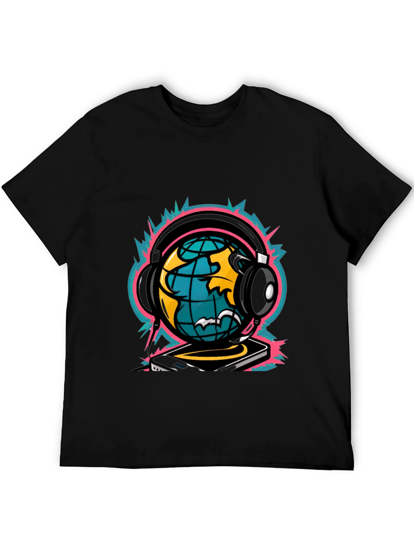 Black DJ World Graphic Tee - Black view 5
