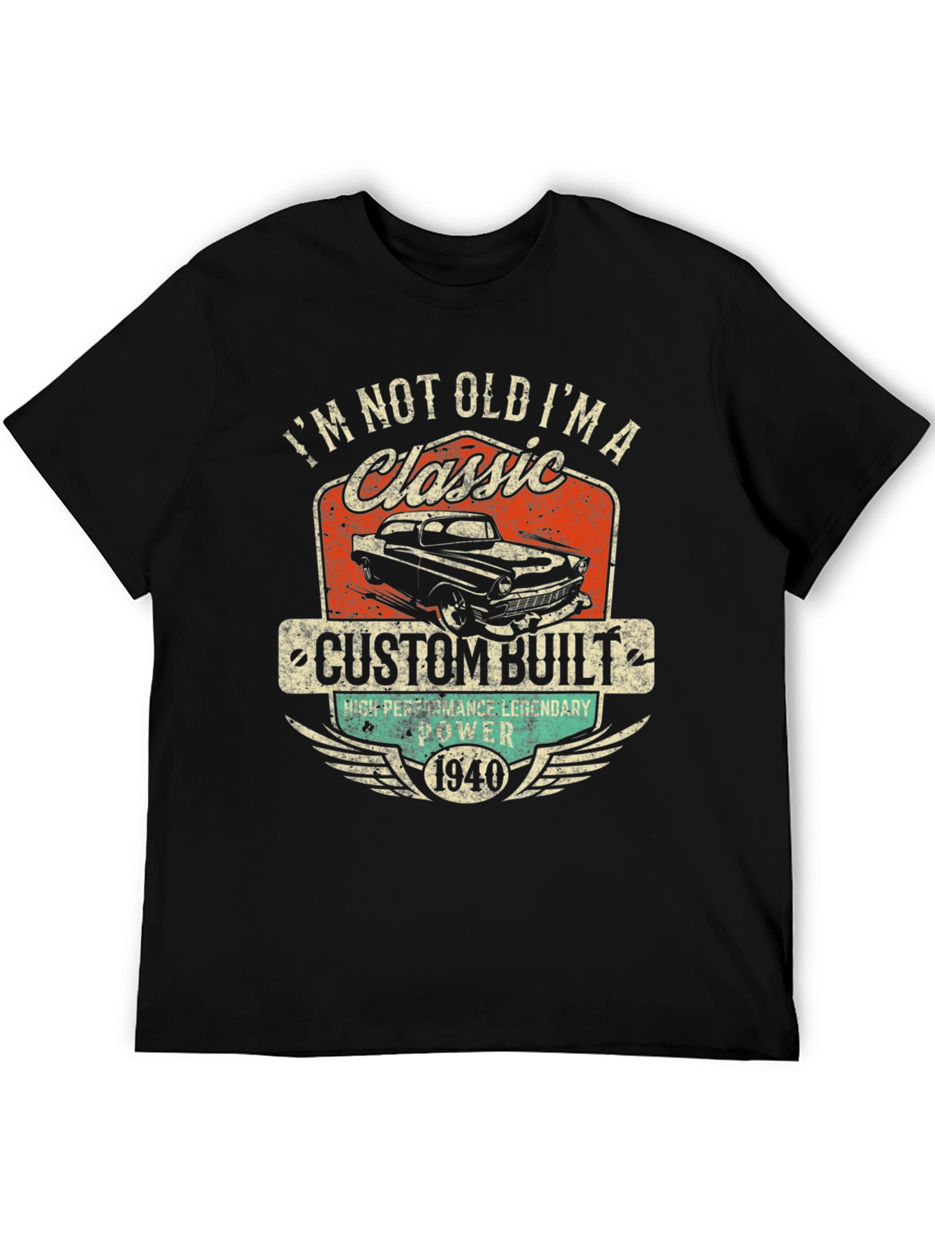 Black Classic Car T-Shirt - I'm Not Old, I'm a Classic view 5