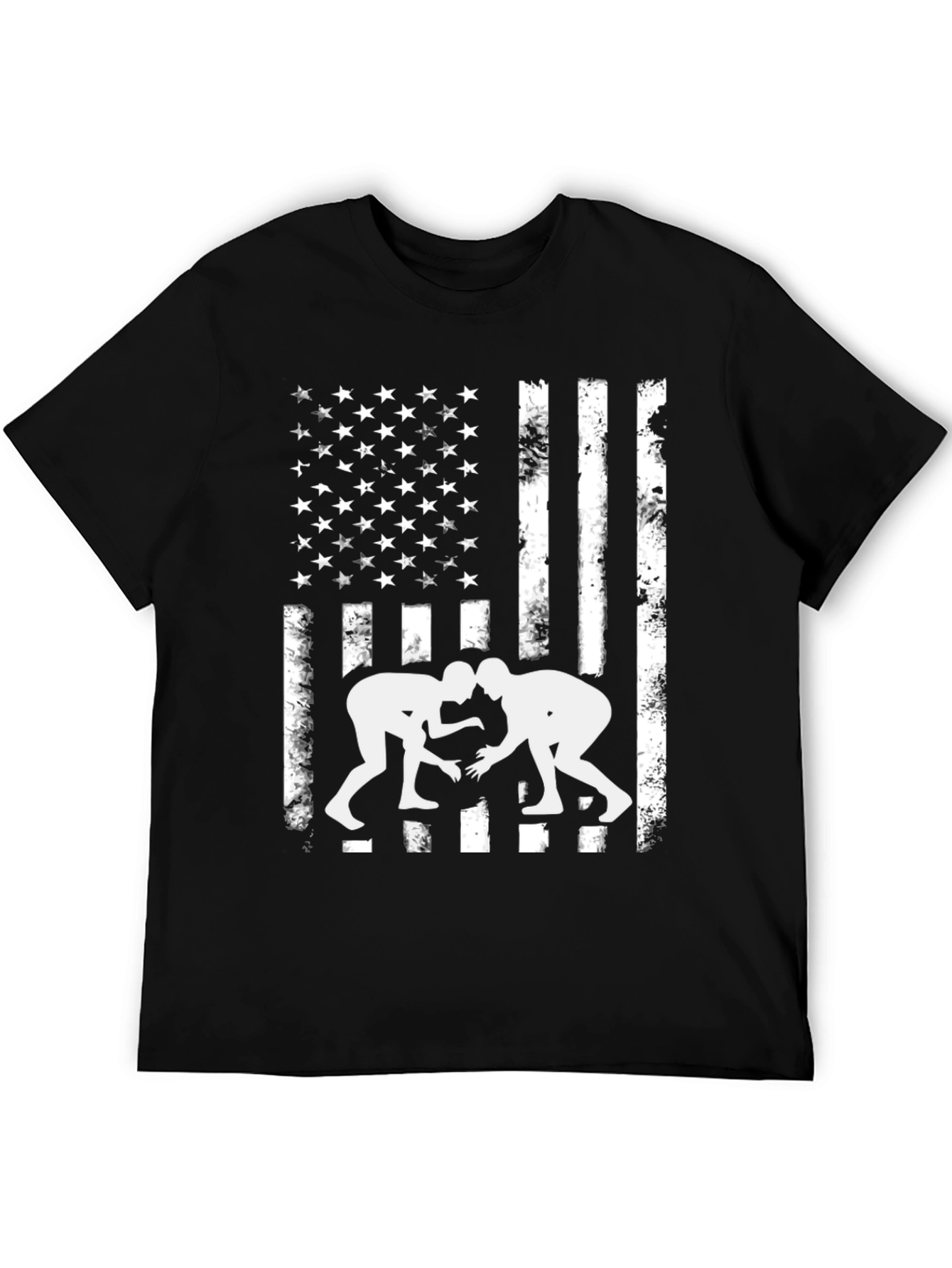 Black Wrestling USA Flag Graphic T-Shirt view 5