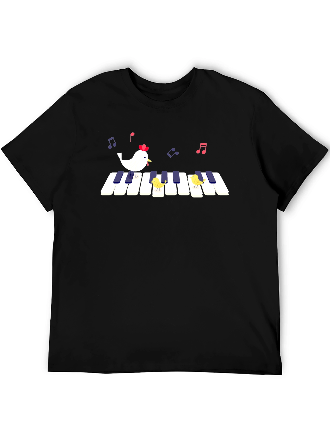 Black Piano Chicken T-Shirt - Musical Bird Tee view 5