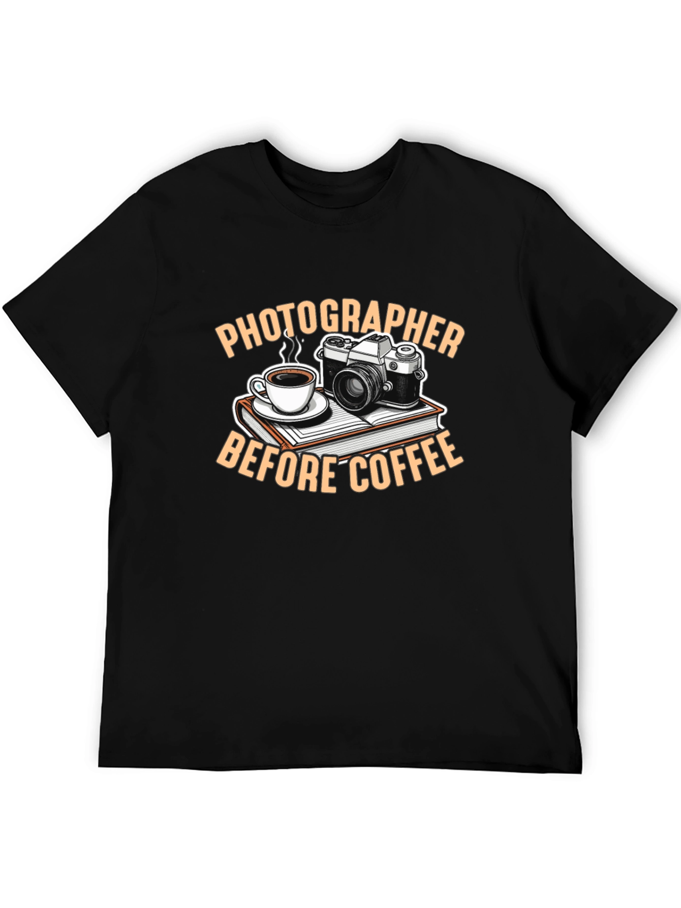 Black Photographer Before Coffee Black T-Shirt view 5