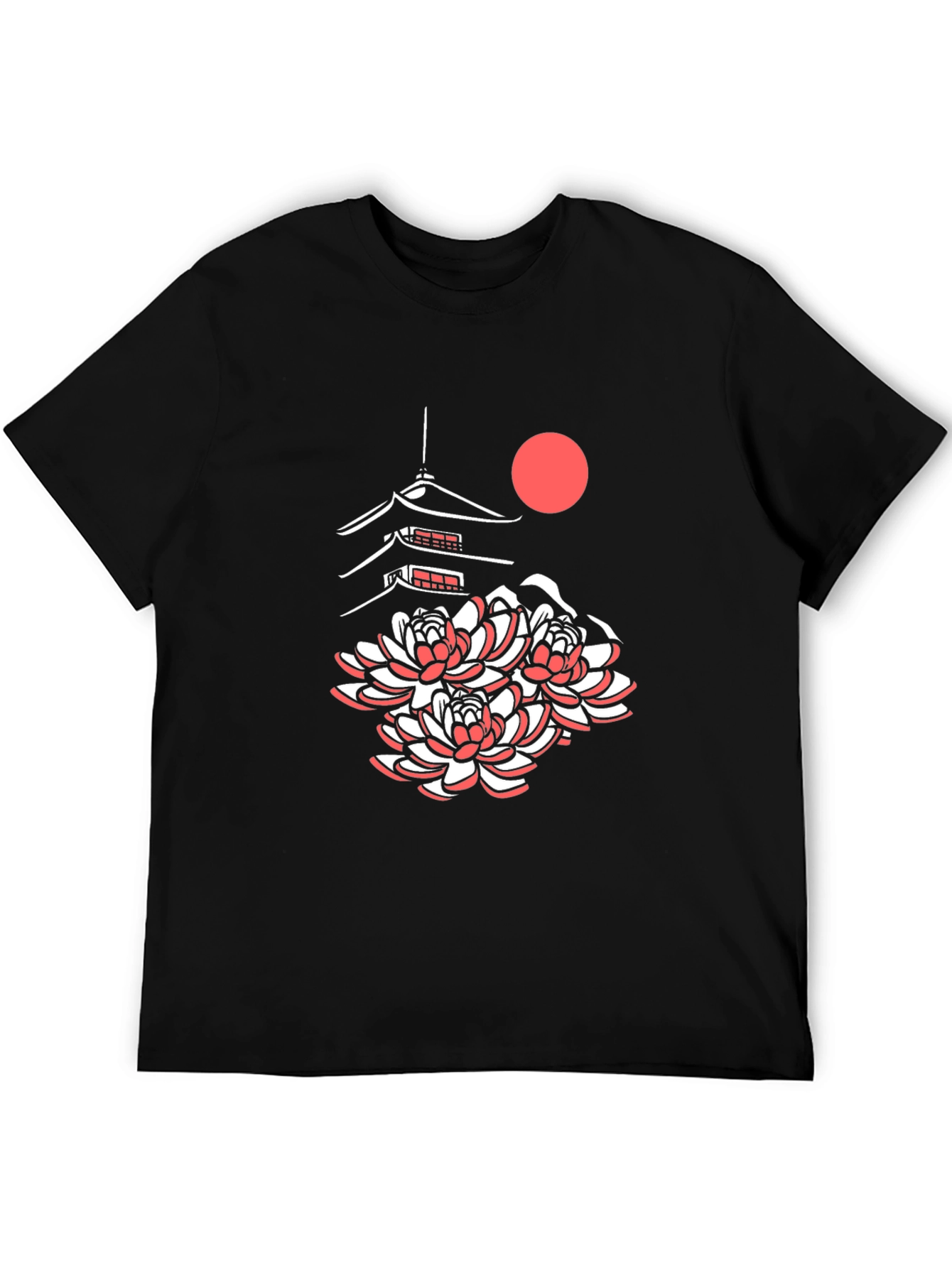 Black Japanese Pagoda & Lotus Black Tee view 5