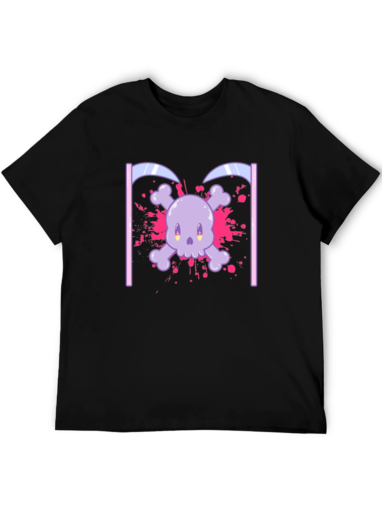 Black Cute Skull and Crossbones Graphic T-Shirt view 5