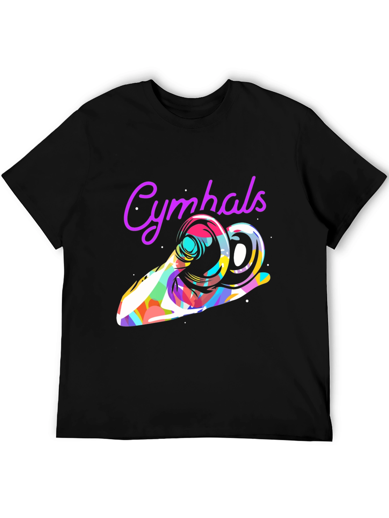 Black Cymbal T-Shirt - Colorful Music Graphic Tee view 5