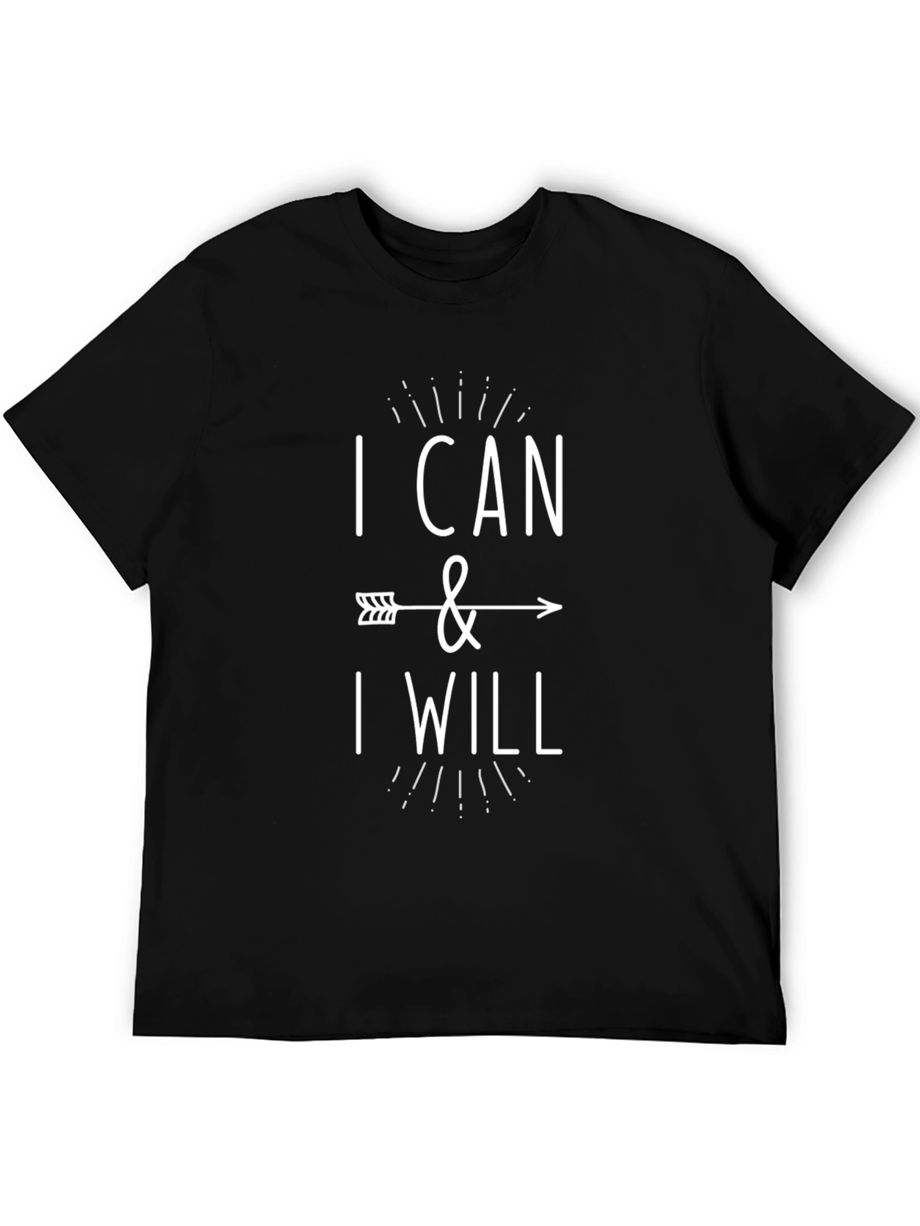 Black Motivational Black T-Shirt: I Can & I Will view 5