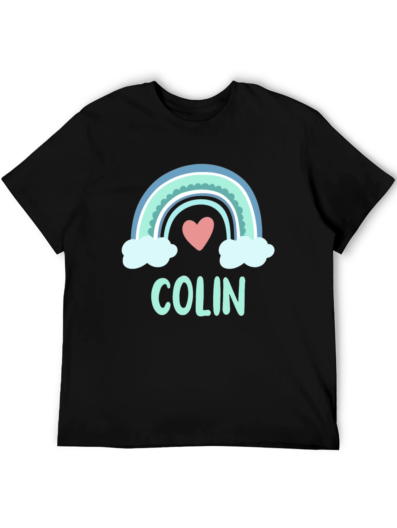 Black Colin Rainbow Heart Graphic T-Shirt - Soft Cotton Blend view 5