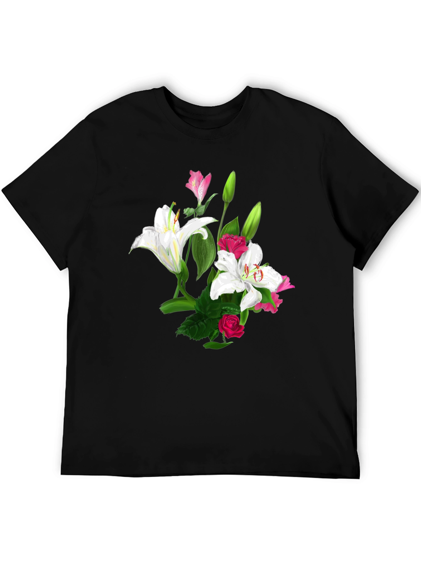 Black Floral Print T-Shirt view 5