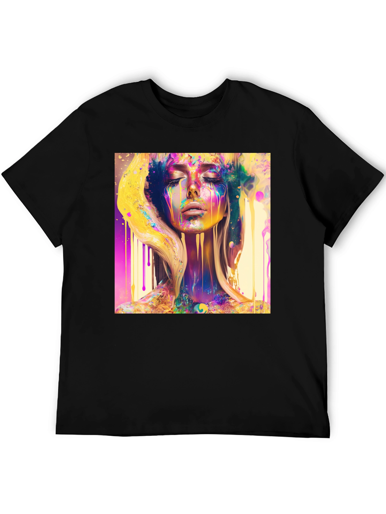 Black Colorful Woman Art T-Shirt - Modern Artistic Design view 5
