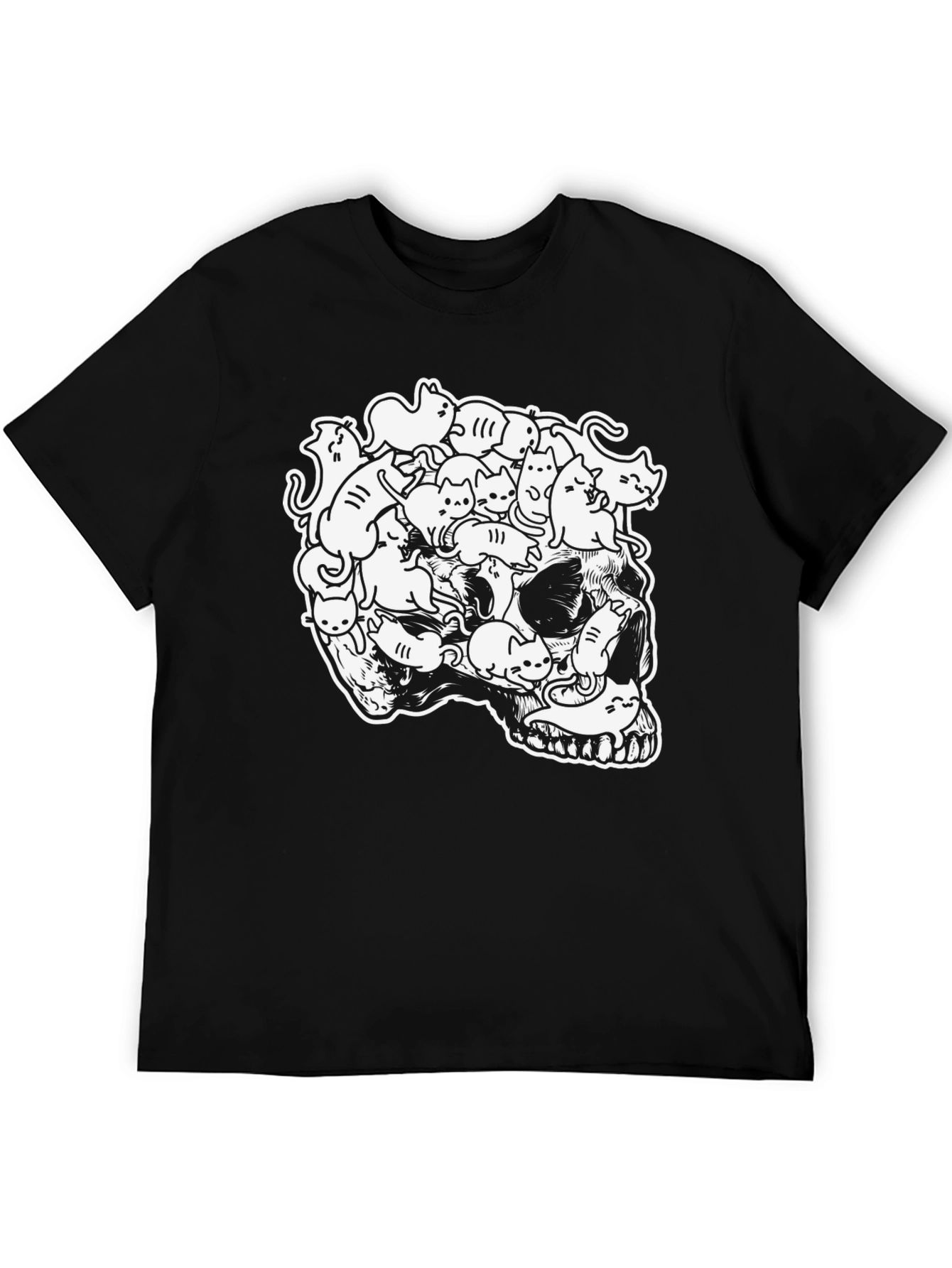 Black Skull of Cats Graphic Tee - Unique Design view 5