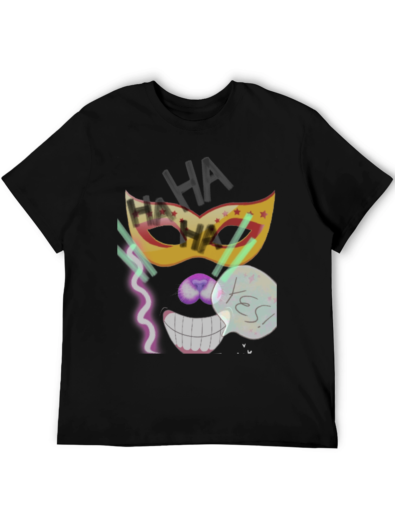 Black Crazy Mask Tee: Cheshire Cat Grin view 5