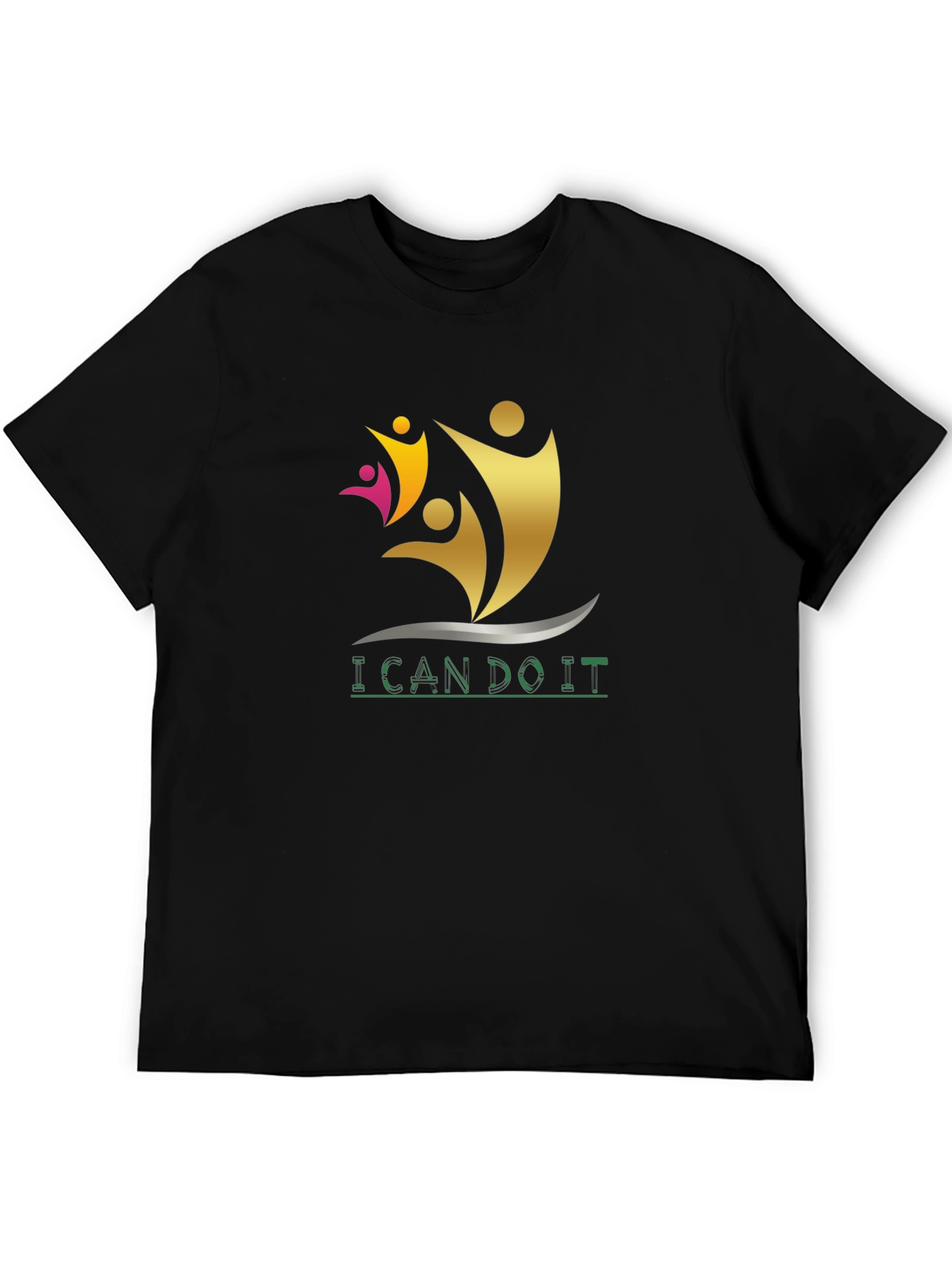 Black Inspirational Black T-Shirt - I Can Do It Design view 5