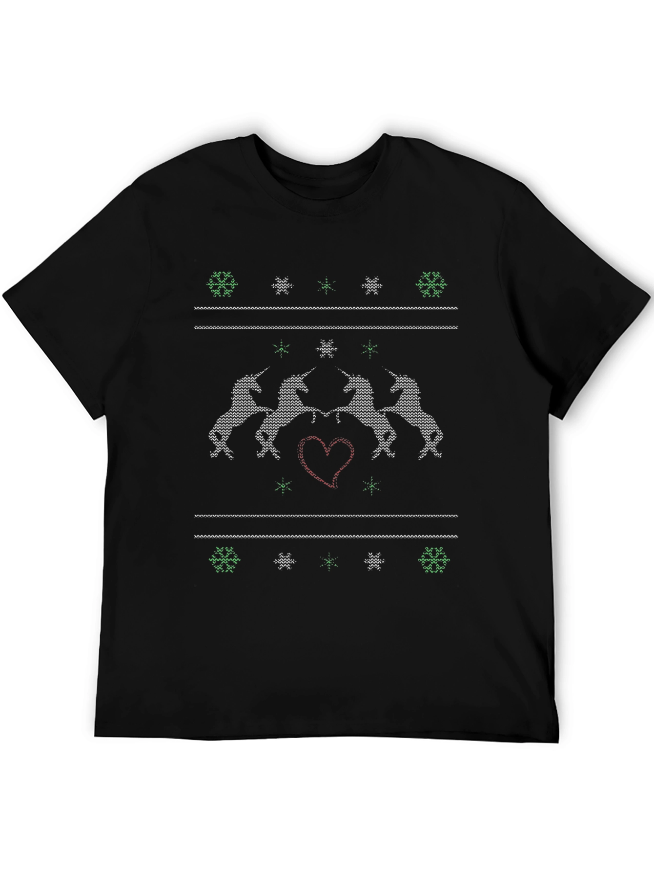 Black Unicorn Christmas Sweater Pattern T-Shirt view 5