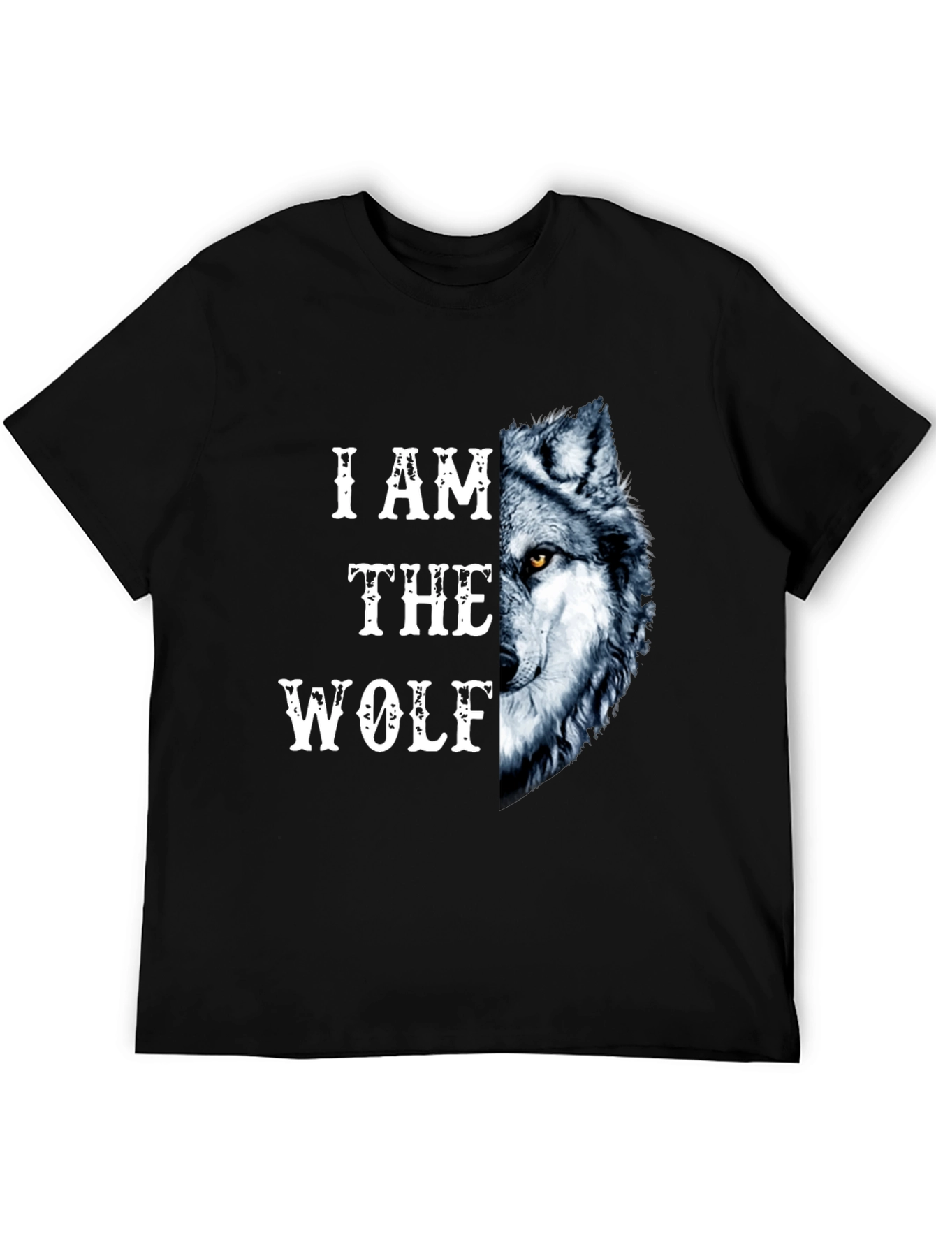 Black I Am The Wolf Graphic Print T-Shirt view 5