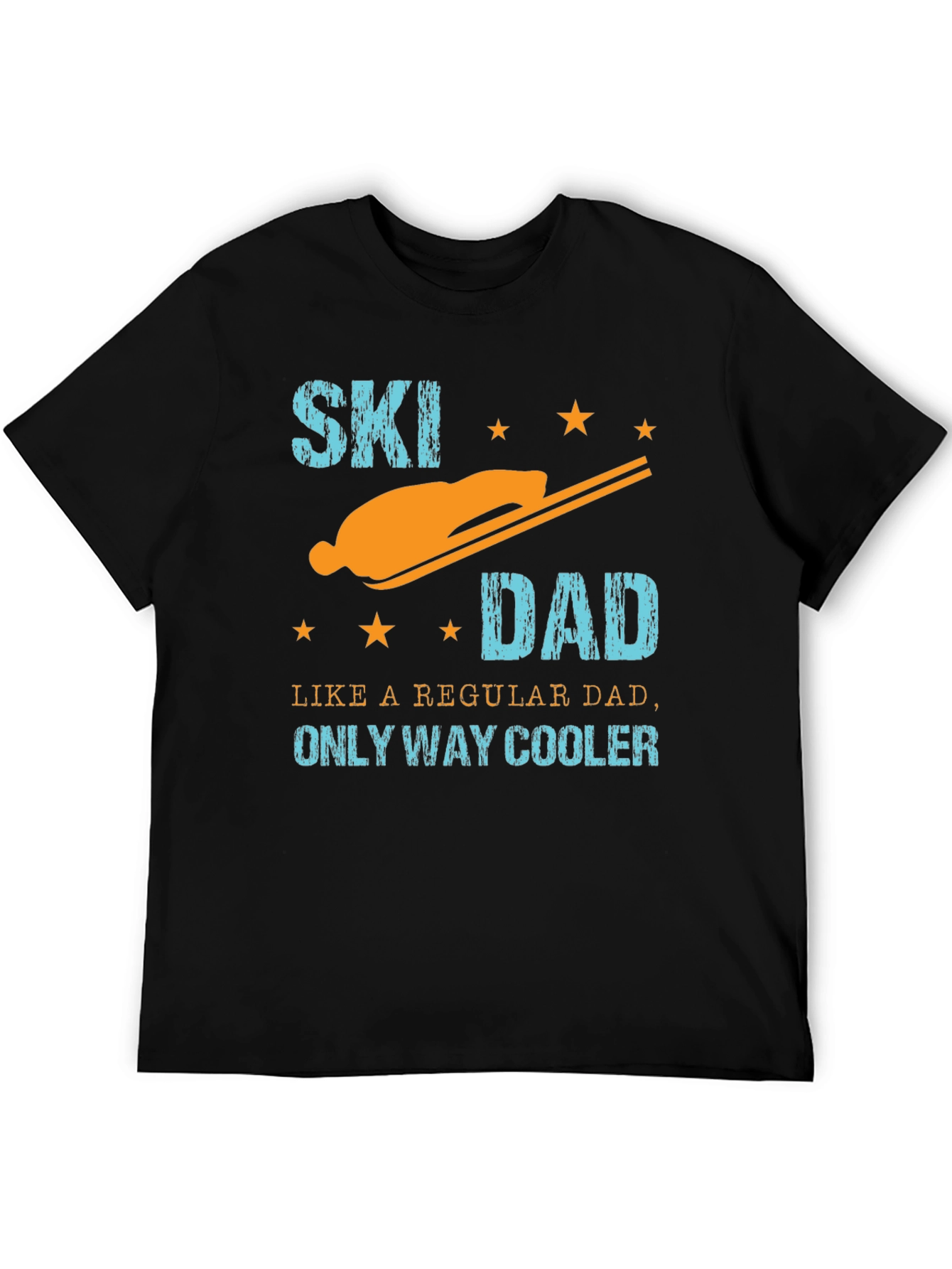 Black Cool Ski Dad Graphic Tee - Black Cotton T-Shirt view 5