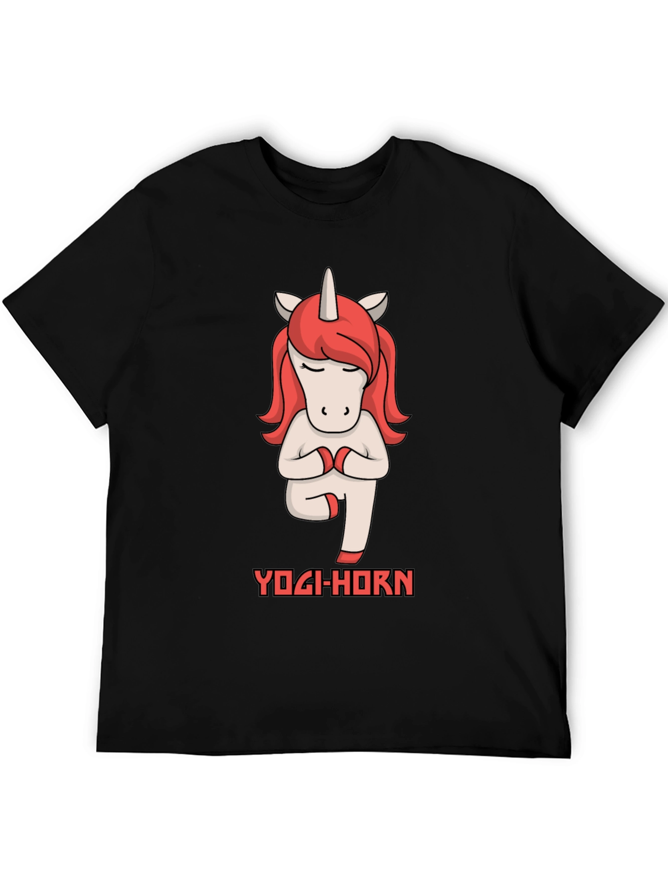 Black Yogi-Horn Unicorn T-Shirt view 5