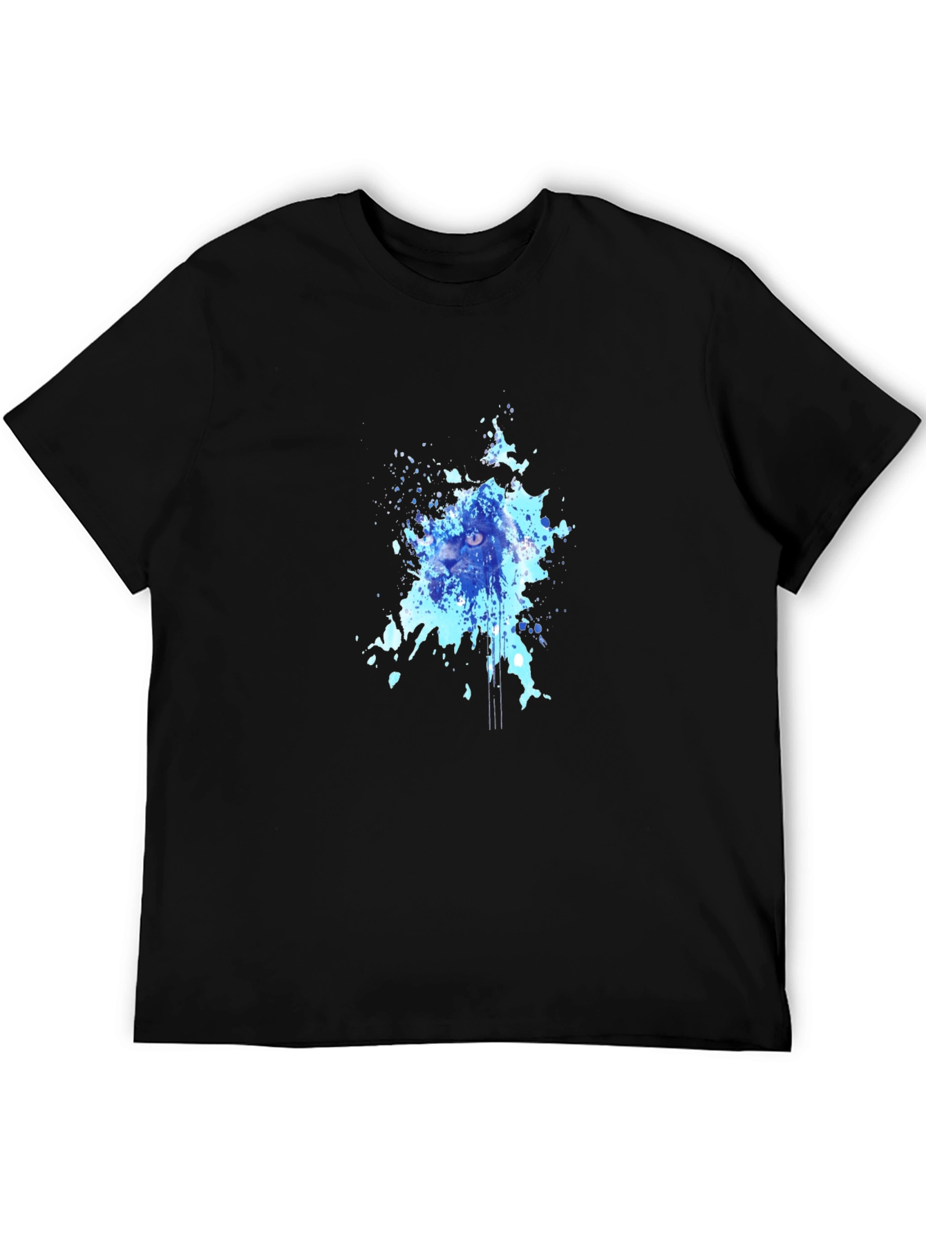 Black Abstract Cat Splash Tee - Black view 5