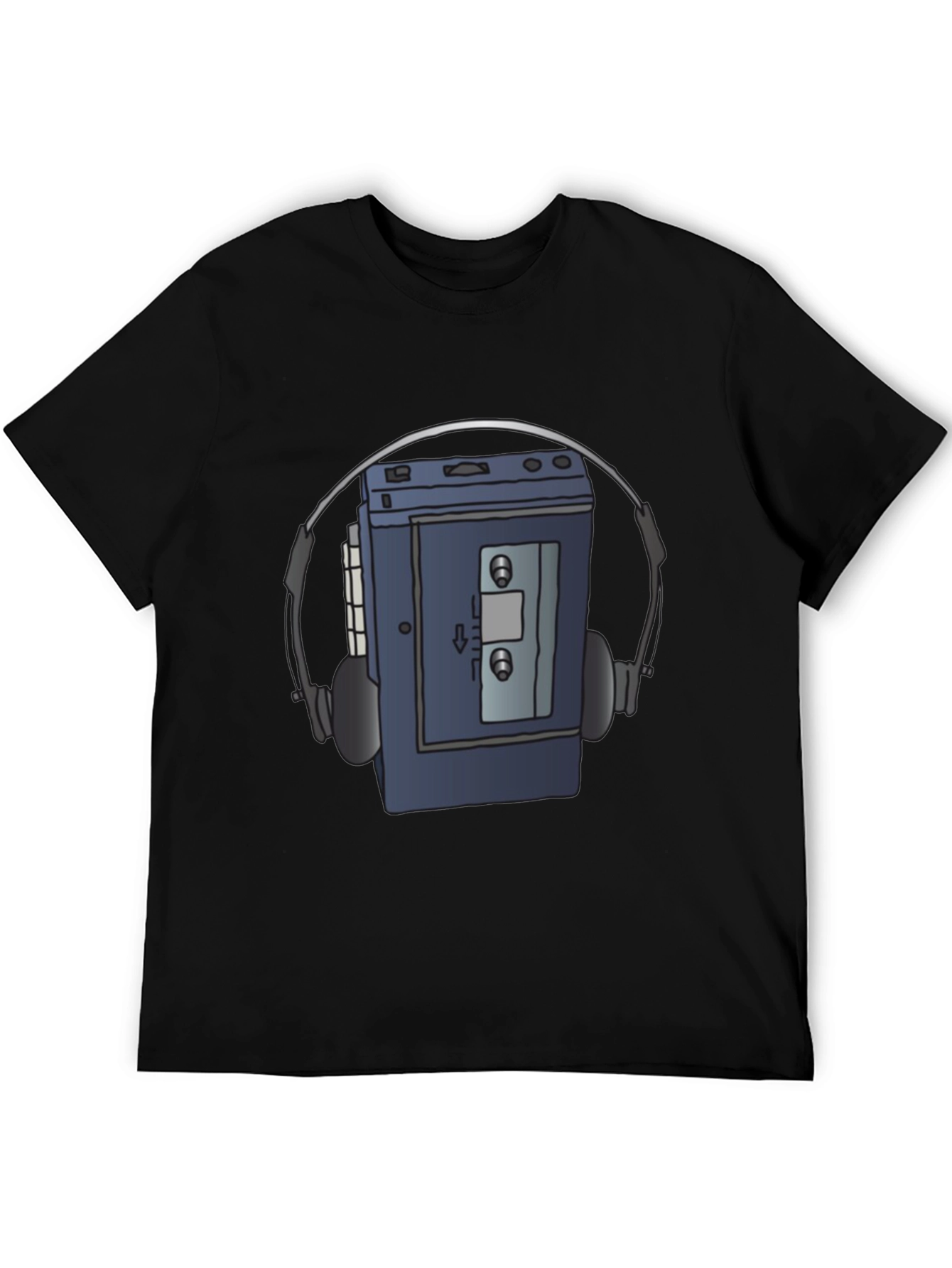 Black Retro Walkman Graphic Tee - Vintage Music Lover T-Shirt view 5