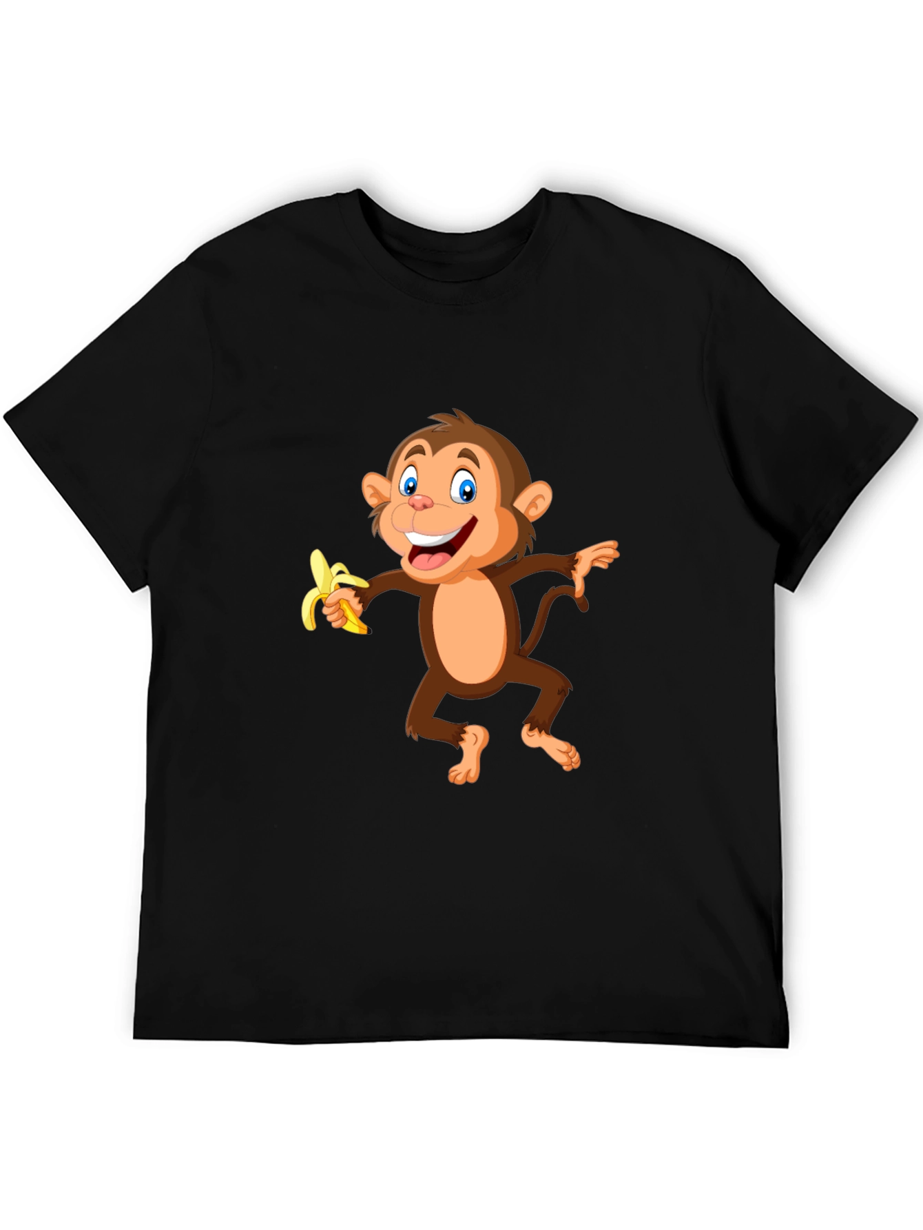 Black Fun Monkey Banana Graphic Black T-Shirt view 5